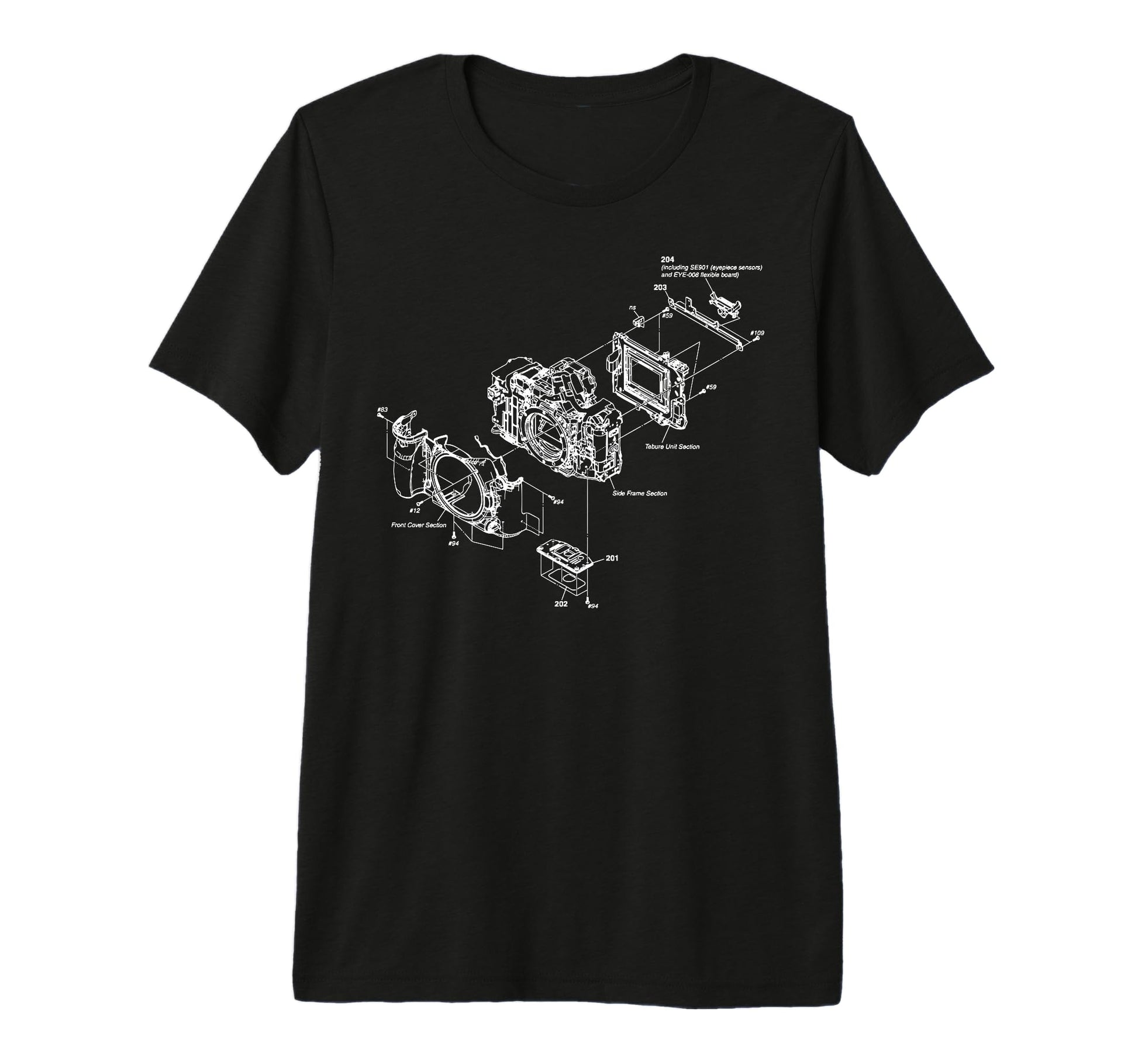 Blueprint Photography Camera Chart T-Shirt - Streetwear Style for Adults - T-Shirt, Sweatshirt, Hoodie