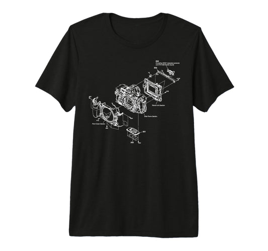 Blueprint Photography Camera Chart T-Shirt - Streetwear Style for Adults - T-Shirt, Sweatshirt, Hoodie