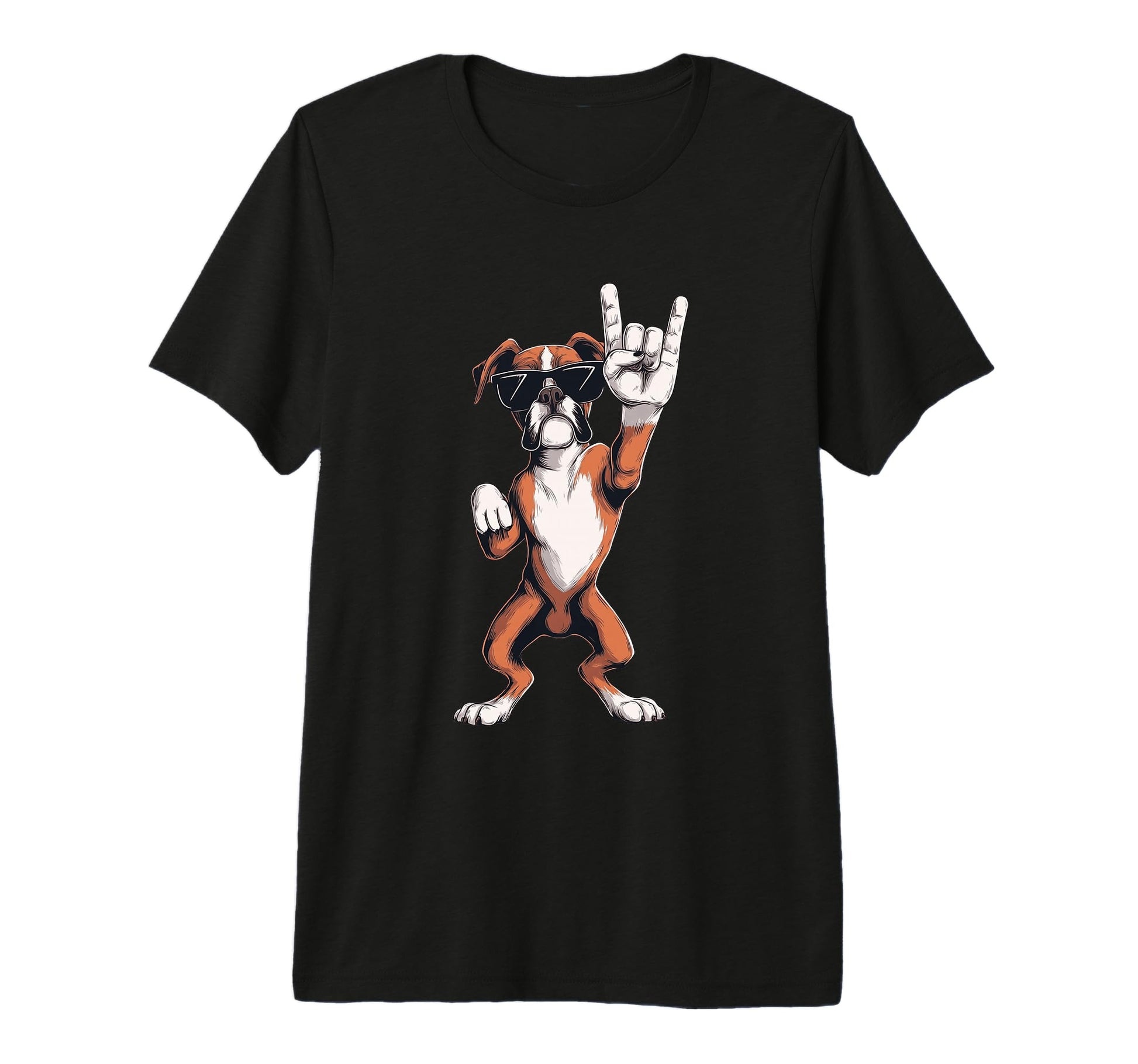 Boxer Dog Rock And Roll Sunglasses Tri T-Shirt - Trendy Graphic Unisex - T-Shirt, Sweatshirt, Hoodie