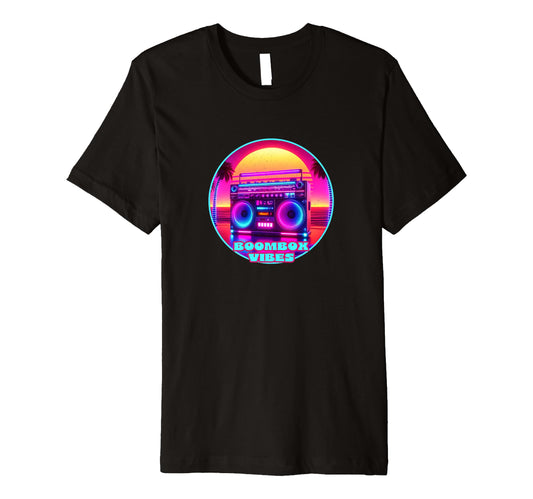 Boombox Vibes 1980S Synthwave Beach T-Shirt - Trendy Graphic Unisex - T-Shirt, Sweatshirt, Hoodie