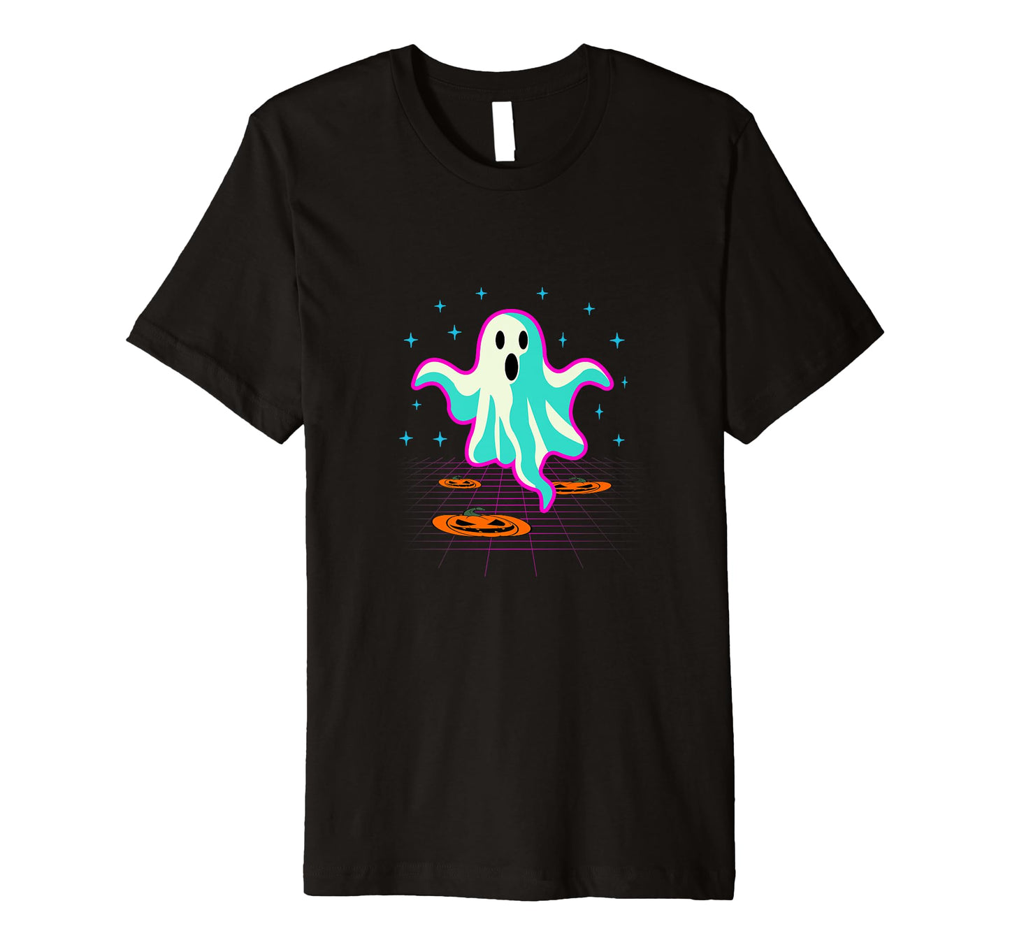 80S Ghost Halloween Retrowave Synthwave T-Shirt - Graphic Print for Adults - T-Shirt, Sweatshirt, Hoodie