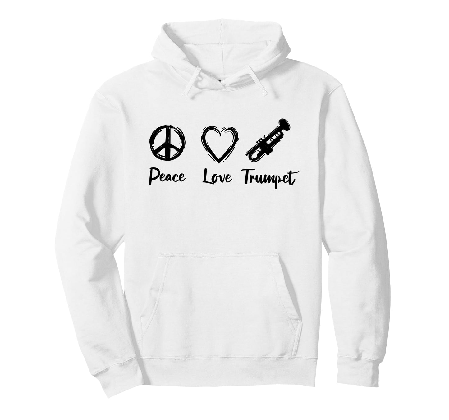 Trumpet Love Marching Band Peace Love Hoodie - Minimalist Print Men Women - T-Shirt, Sweatshirt, Hoodie