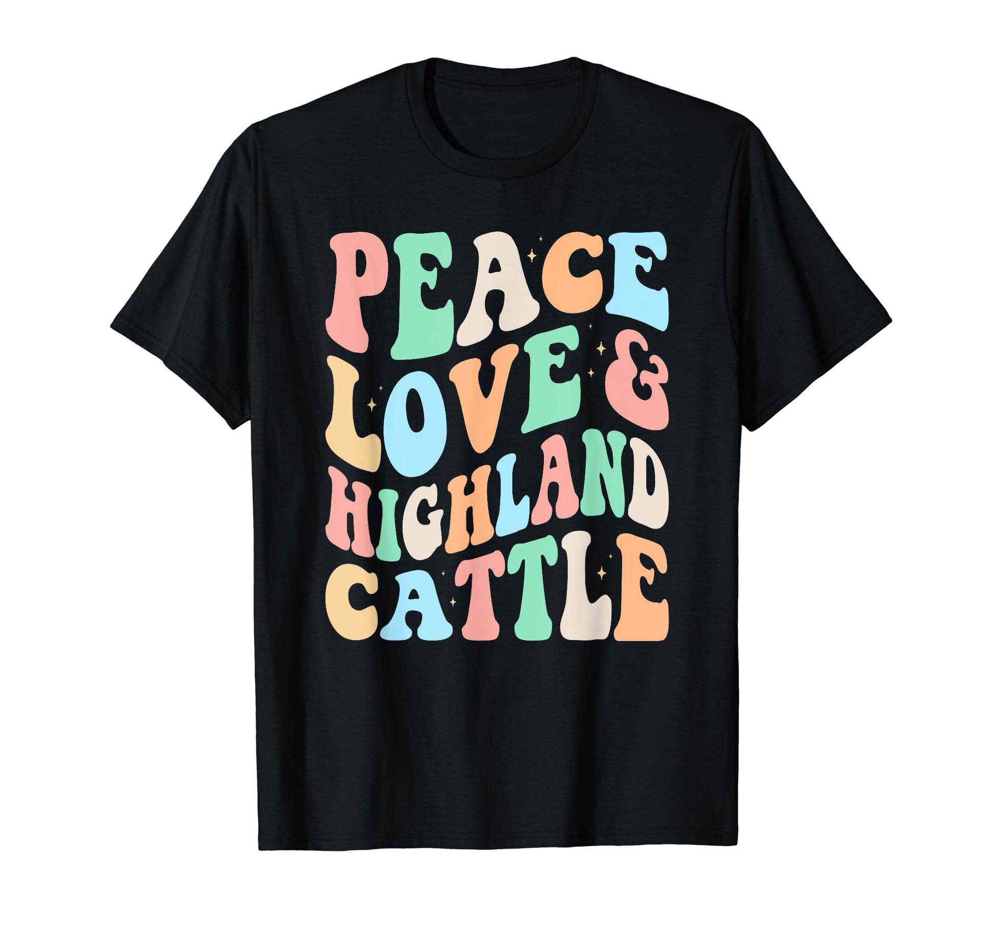 Peace Love Highland Cattle Groovy T-Shirt - Minimalist Print Men Women - T-Shirt, Sweatshirt, Hoodie