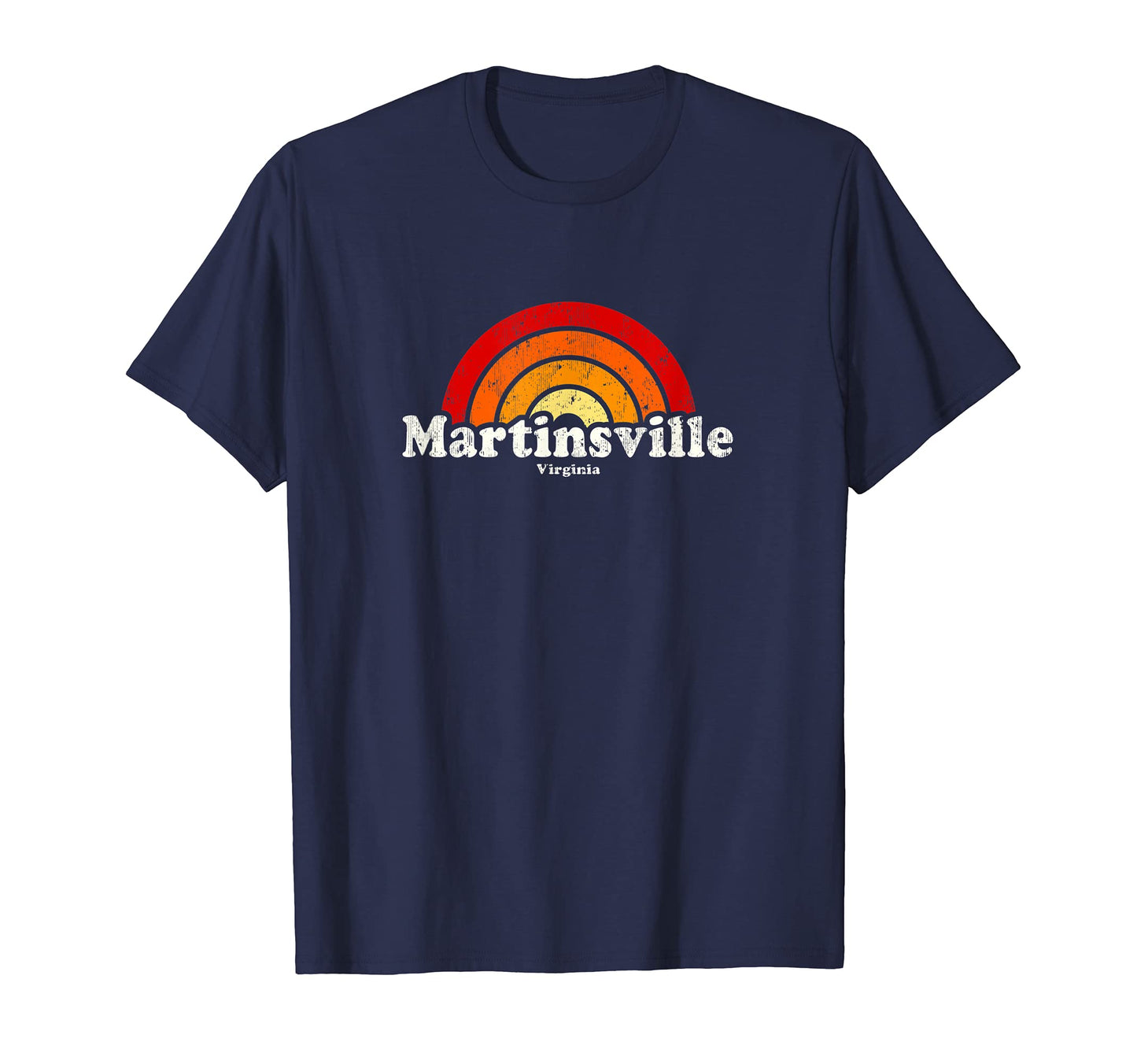 Martinsville Virginia Va 70S Rainbow T-Shirt - Minimalist Print Unisex - T-Shirt, Sweatshirt, Hoodie