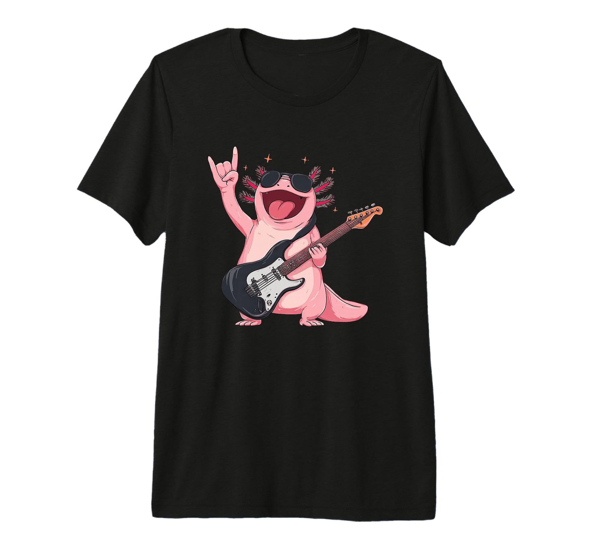 Axolotl Rock Music Funny Animal T-Shirt - Minimalist Print Unisex - T-Shirt, Sweatshirt, Hoodie