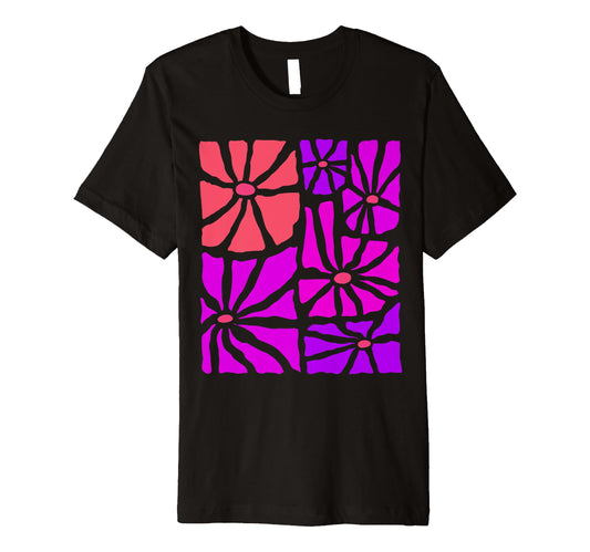 Boho Flower Purple Daisy Floral T-Shirt - Graphic Print Men Women - T-Shirt, Sweatshirt, Hoodie