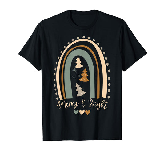 Boho Rainbow Merry And Bright T-Shirt - Streetwear Style Unisex - T-Shirt, Sweatshirt, Hoodie