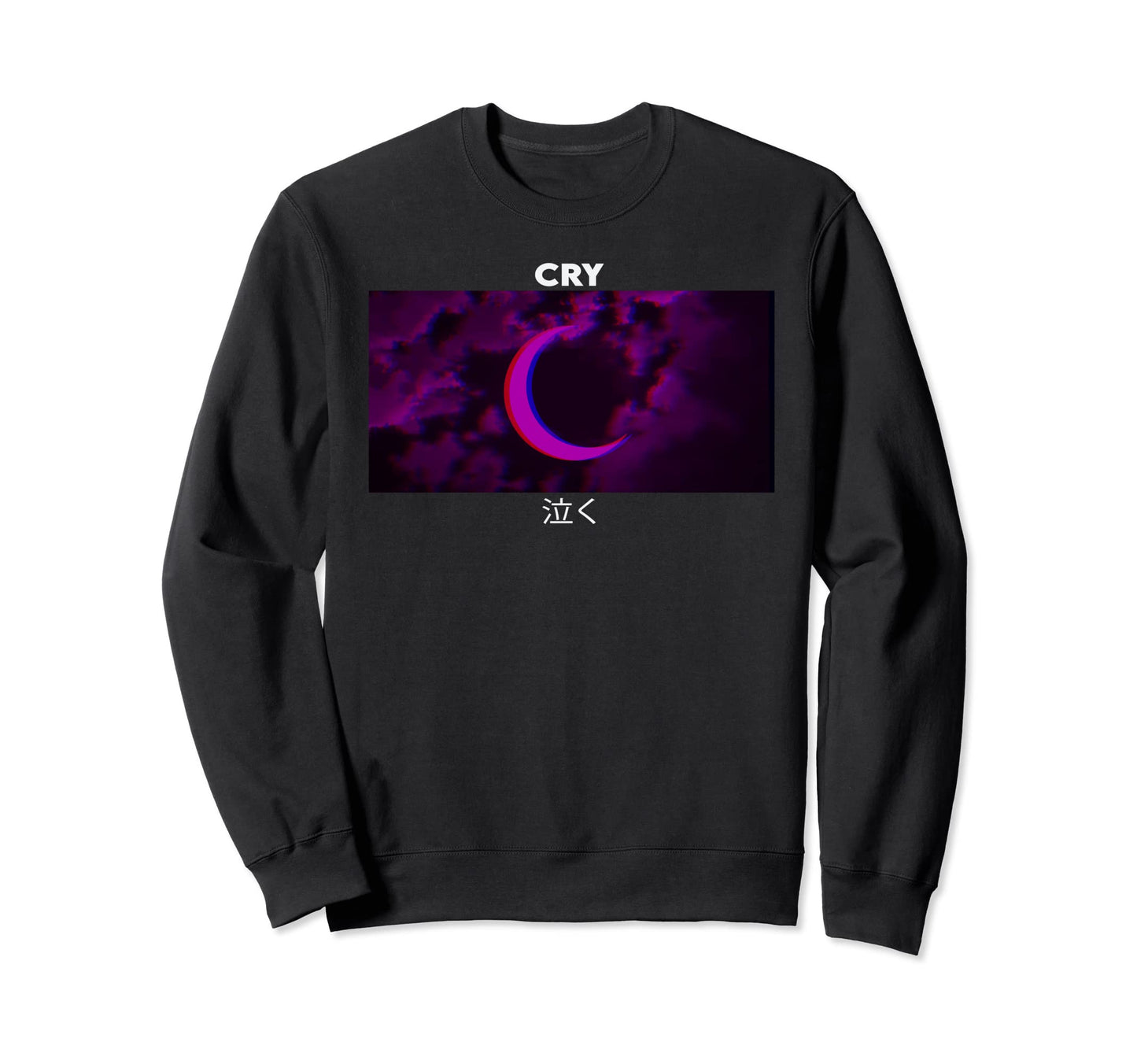 Cry Purple Moon Vaporwave Aesthetic Sweatshirt - Minimalist Print Unisex - T-Shirt, Sweatshirt, Hoodie