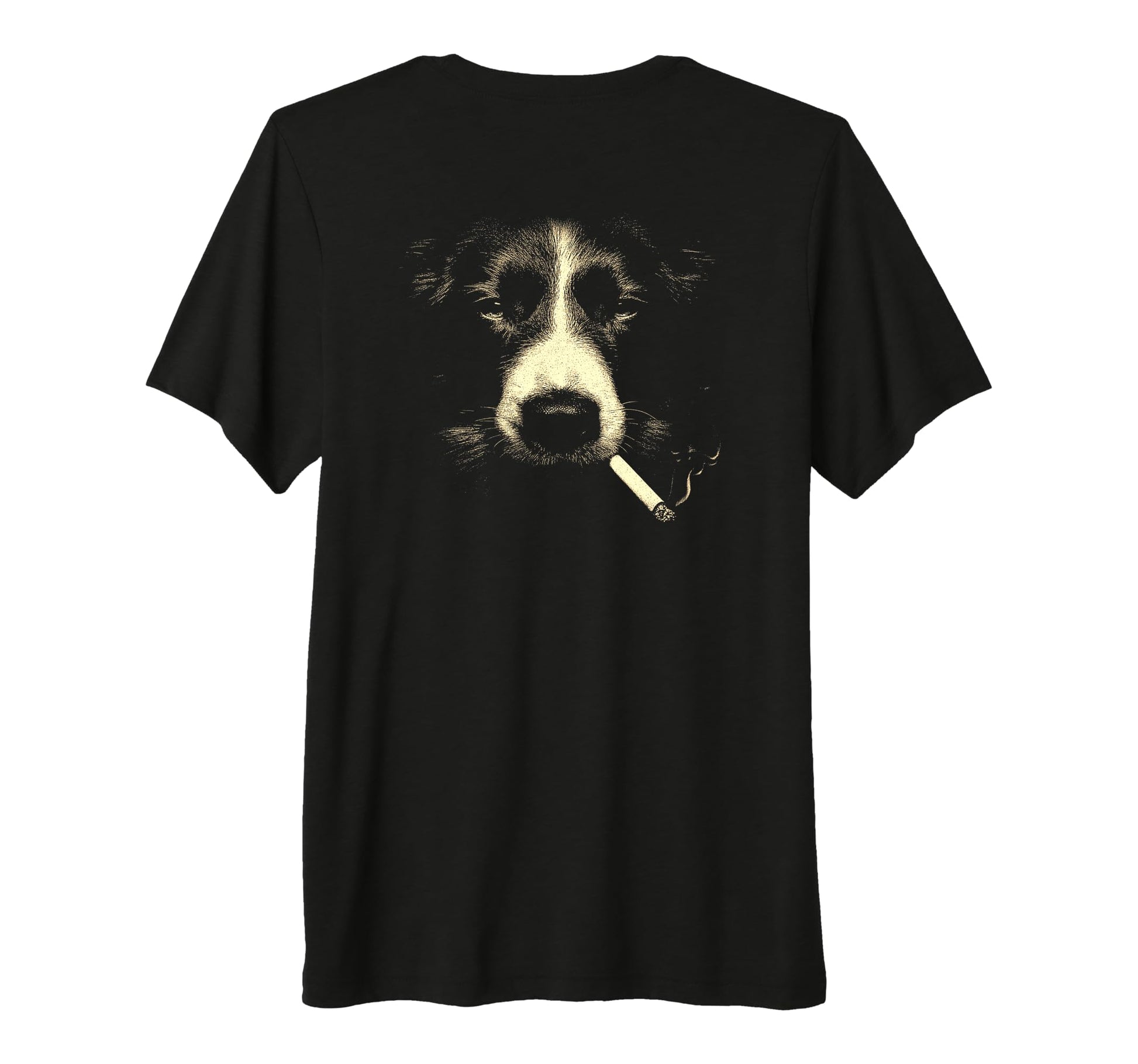 Border Collie Smoking Cigarette Grunge T-Shirt - Unique Graphic for Adults - T-Shirt, Sweatshirt, Hoodie