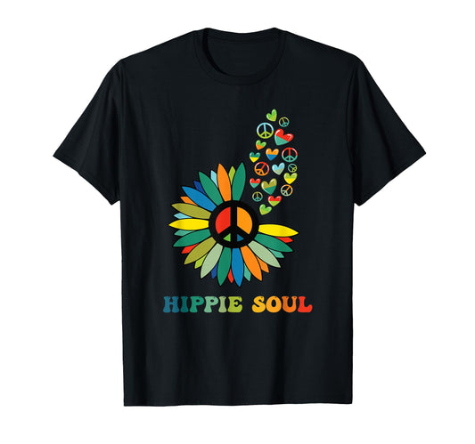 Boho Heart Daisy Peace Sign Love Hippie Soul T-Shirt - Graphic Print Unisex - T-Shirt, Sweatshirt, Hoodie