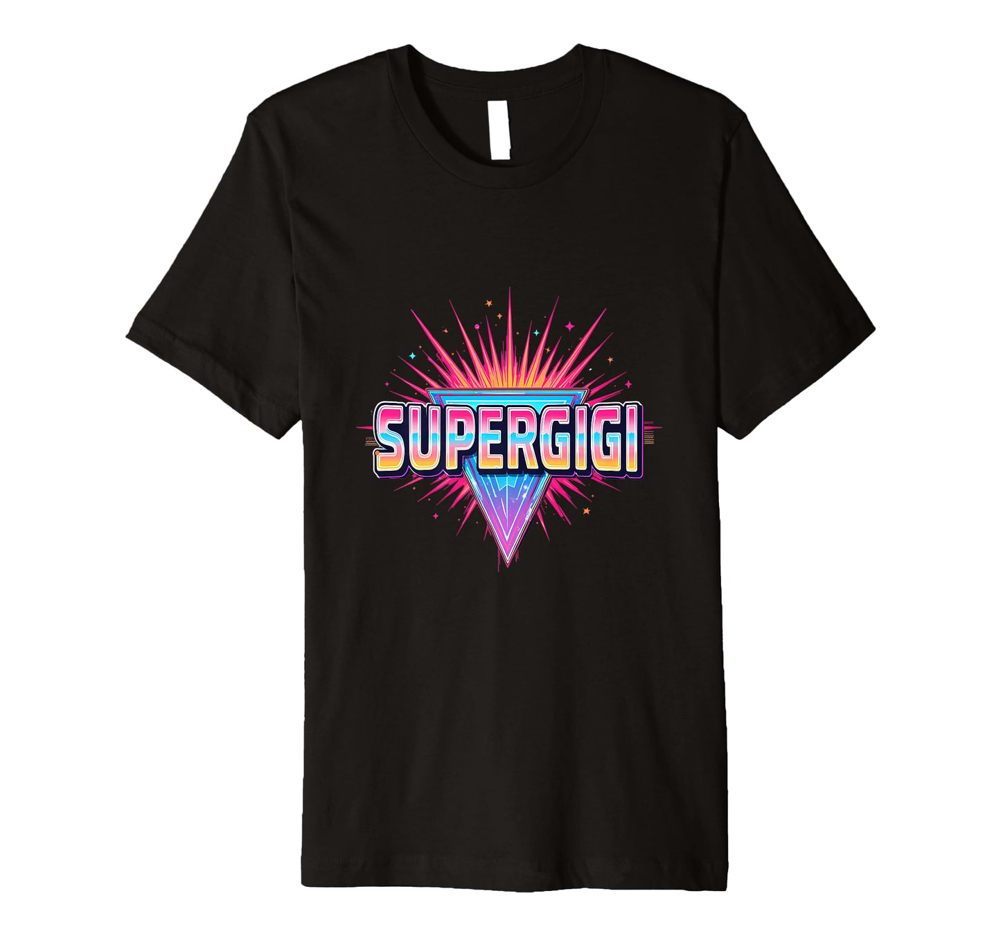 Super Gigi Neon Synthwave T-Shirt - Custom Art Print Unisex - T-Shirt, Sweatshirt, Hoodie
