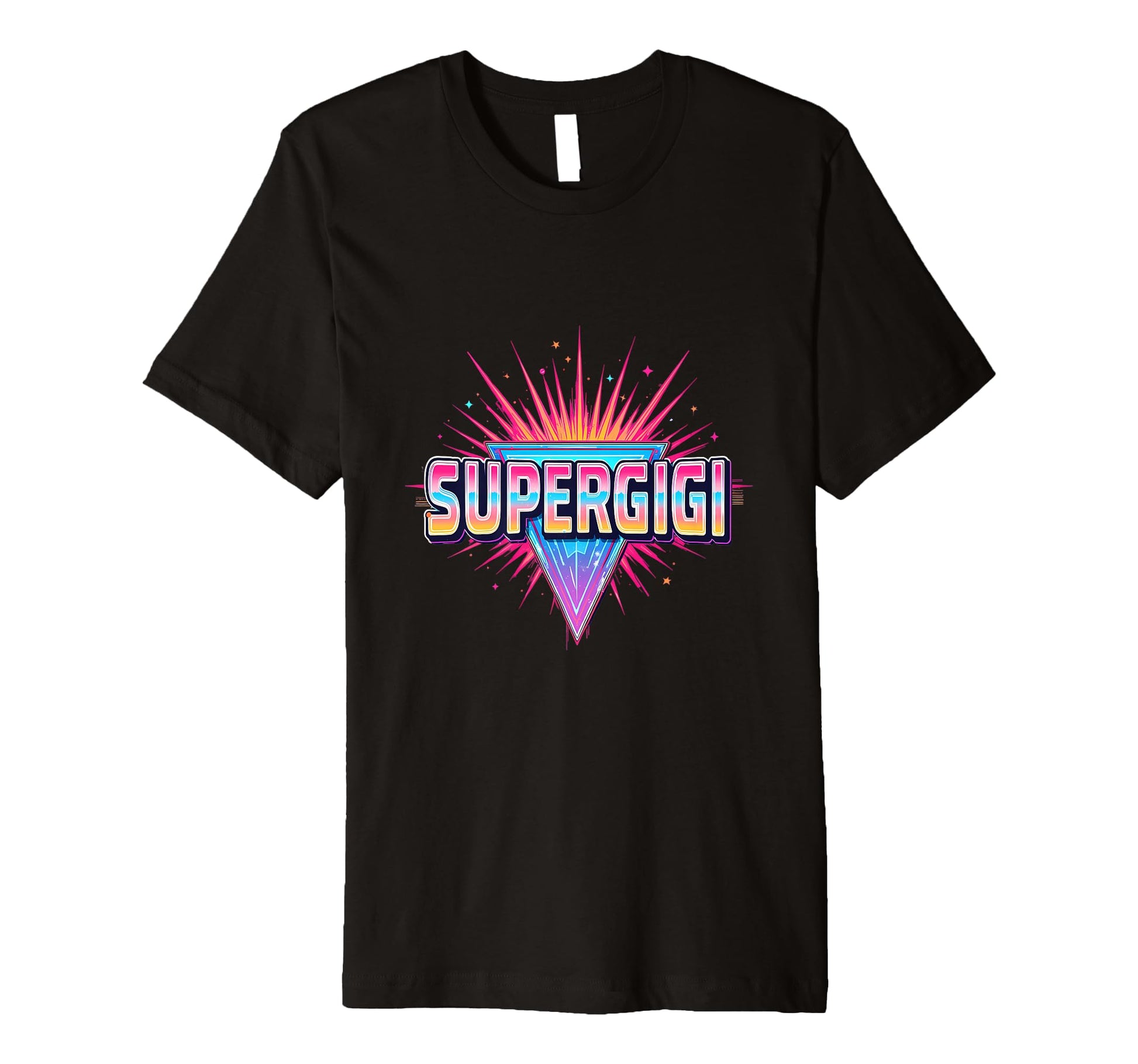 Super Gigi Neon Synthwave T-Shirt - Custom Art Print Unisex - T-Shirt, Sweatshirt, Hoodie
