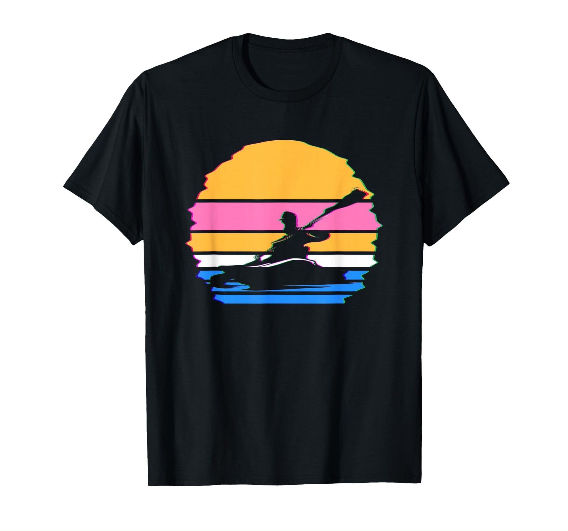 Kayaking Vaporwave Silhouette Canoeing T-Shirt - Unique Graphic Men Women - T-Shirt, Sweatshirt, Hoodie