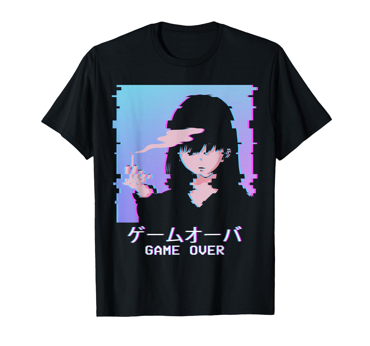 Game Over Sad Anime Vaporwave Waifu T-Shirt - Unique Graphic for Adults - T-Shirt, Sweatshirt, Hoodie