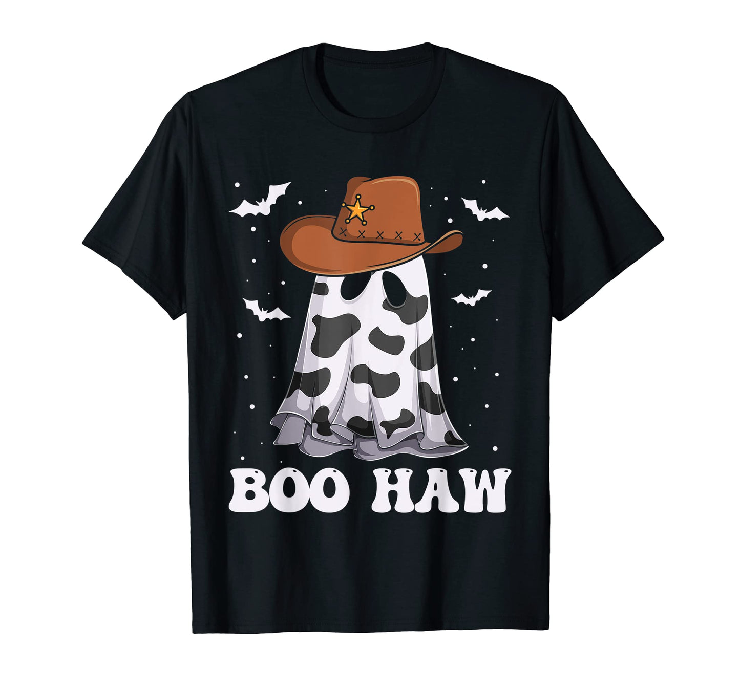 Halloween Boo Haw Ghost Western Cowboy T-Shirt - Minimalist Print Unisex - T-Shirt, Sweatshirt, Hoodie