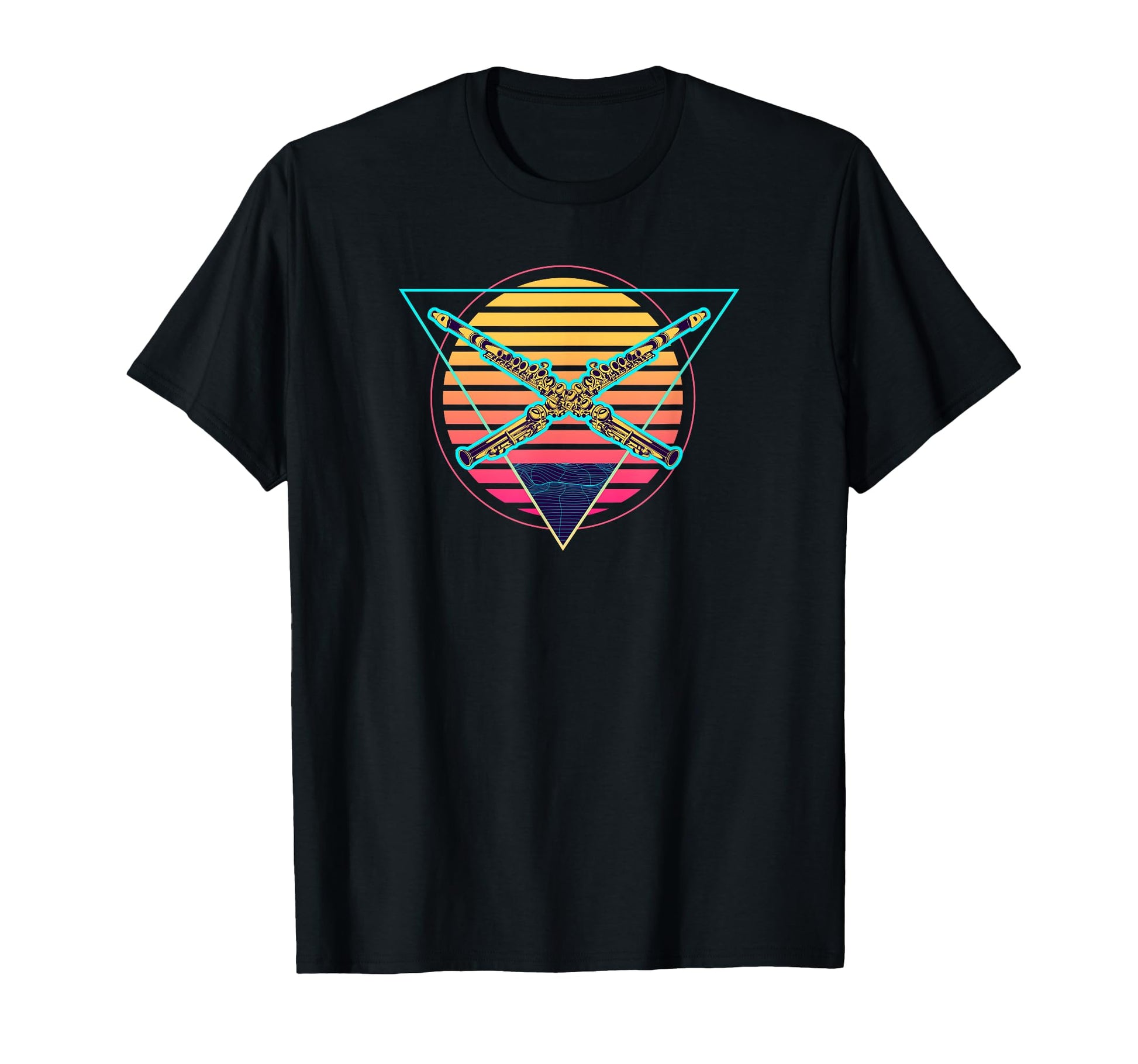 Futuristic Flutist Synthwave Vaporwave T-Shirt - Fun Novelty Design Unisex - T-Shirt, Sweatshirt, Hoodie