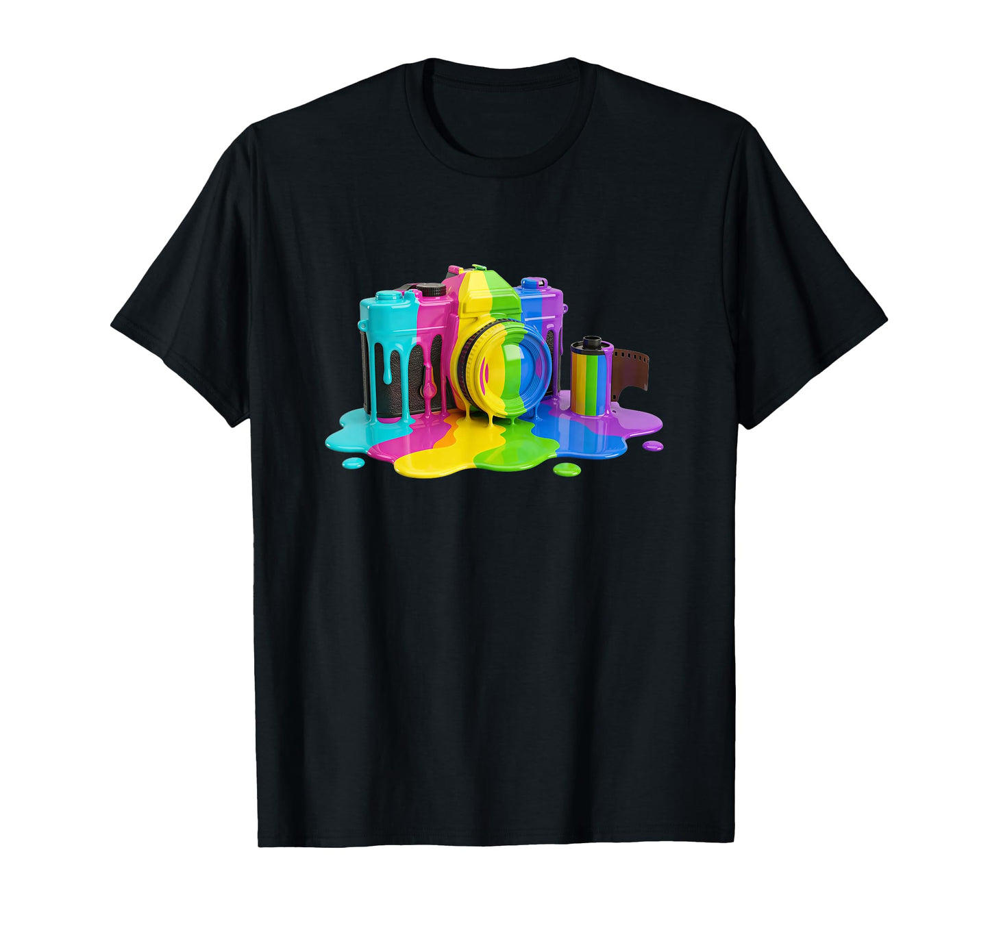Photo Camera Fluid Colorful Paint Abstract T-Shirt - Graphic Print Unisex - T-Shirt, Sweatshirt, Hoodie