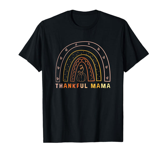Boho Thanksgiving Mom Pumpkin Thankful Mama T-Shirt - Unique Graphic Unisex - T-Shirt, Sweatshirt, Hoodie