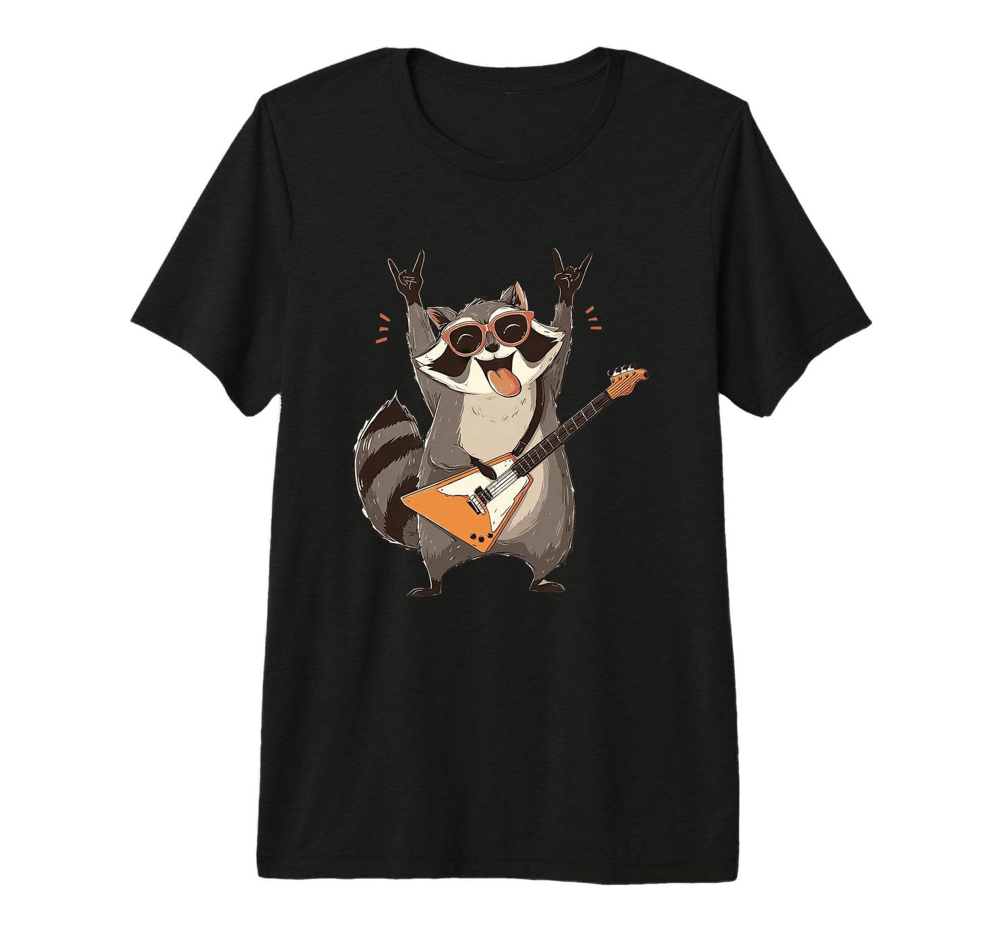 Funny Rock Raccoon Guitar Player T-Shirt - Fun Novelty Design Men Women - T-Shirt, Sweatshirt, Hoodie
