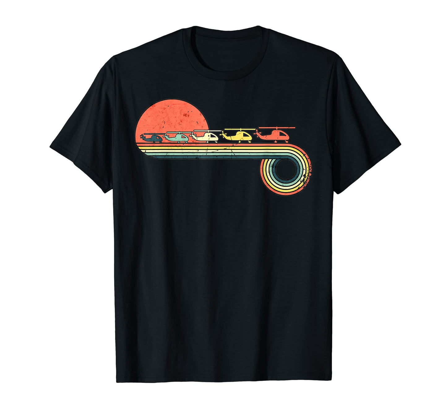 Helicopter Sunset Rainbow T-Shirt - Casual Everyday Wear for Adults - T-Shirt, Sweatshirt, Hoodie
