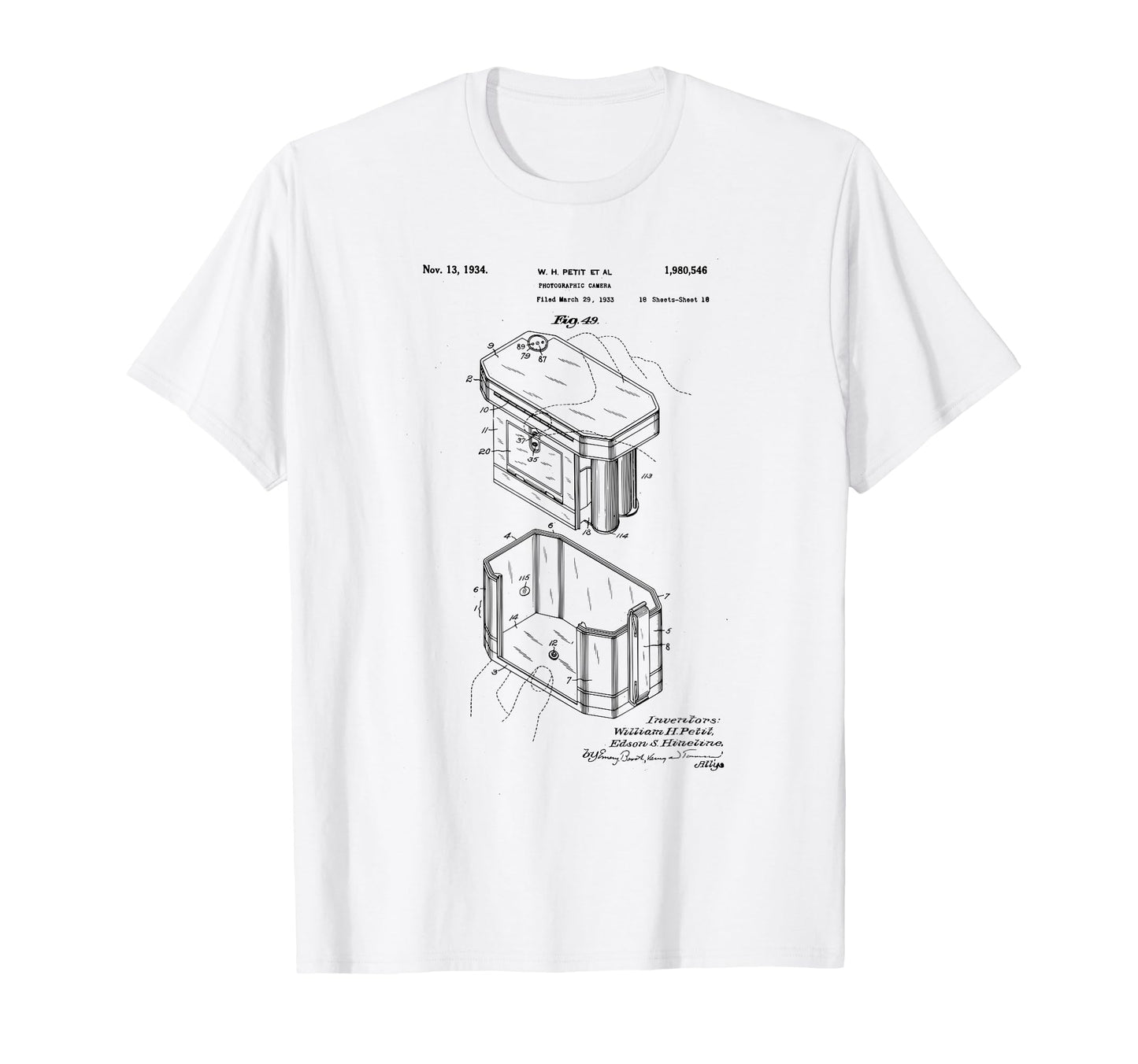 Camera Photographic Patent 1934 T-Shirt - Casual Everyday Wear Men Women - T-Shirt, Sweatshirt, Hoodie