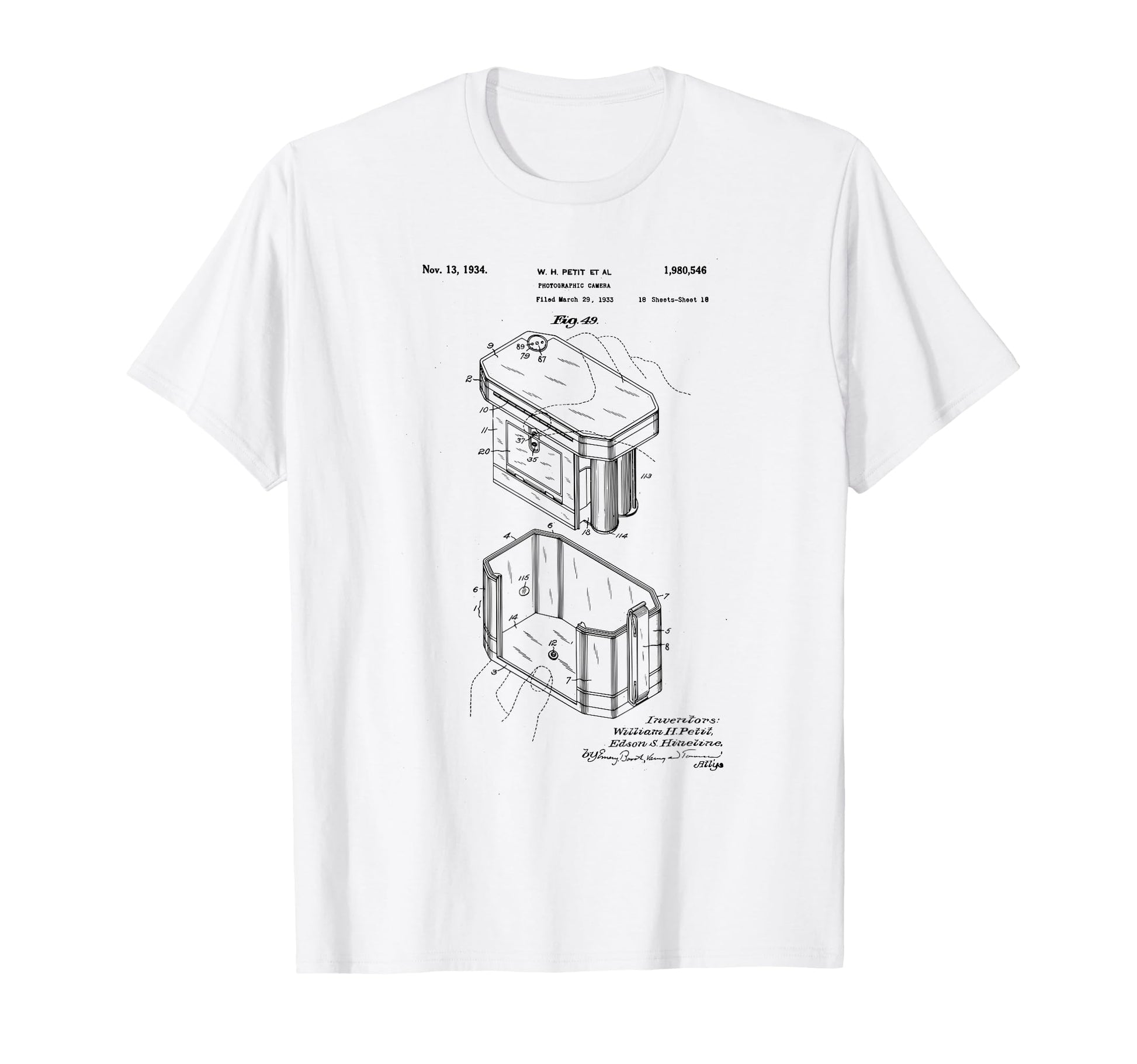 Camera Photographic Patent 1934 T-Shirt - Casual Everyday Wear Men Women - T-Shirt, Sweatshirt, Hoodie
