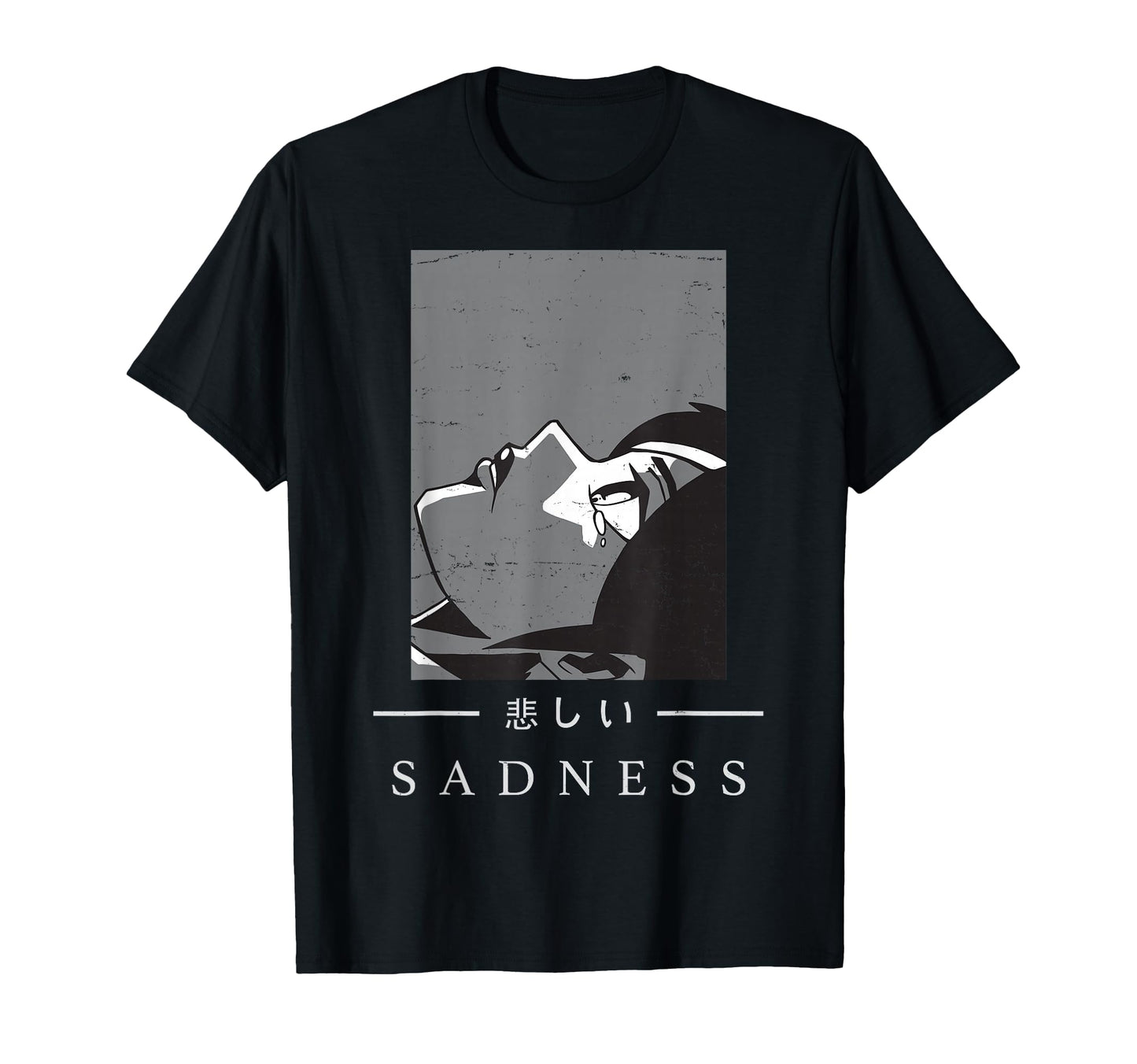 Anime Sad Japanese Art Aesthetic T-Shirt - Aesthetic Graphic for Adults - T-Shirt, Sweatshirt, Hoodie