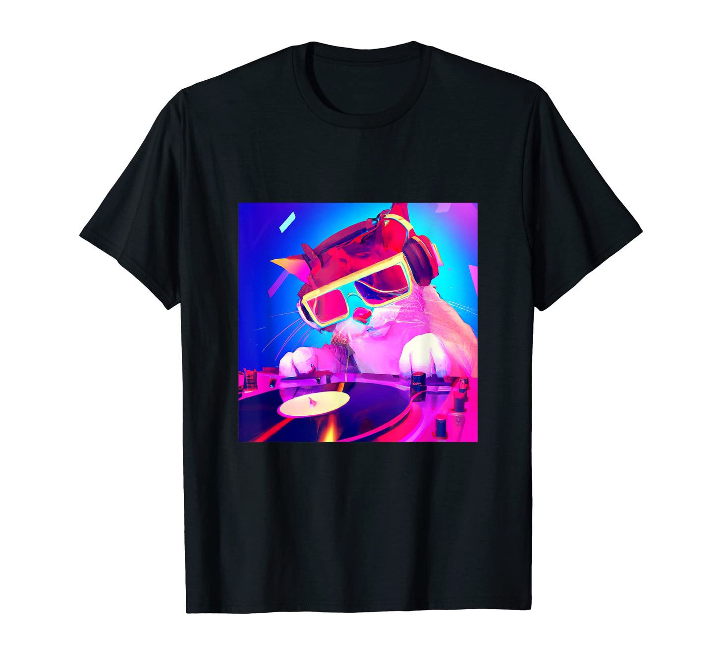 Cat Dj Vaporwave Aesthetic Animal T-Shirt - Minimalist Print Men Women - T-Shirt, Sweatshirt, Hoodie