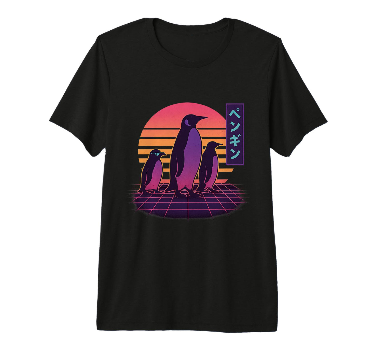 Synthwave Penguin Parade Vaporwave T-Shirt - Trendy Graphic for Adults - T-Shirt, Sweatshirt, Hoodie