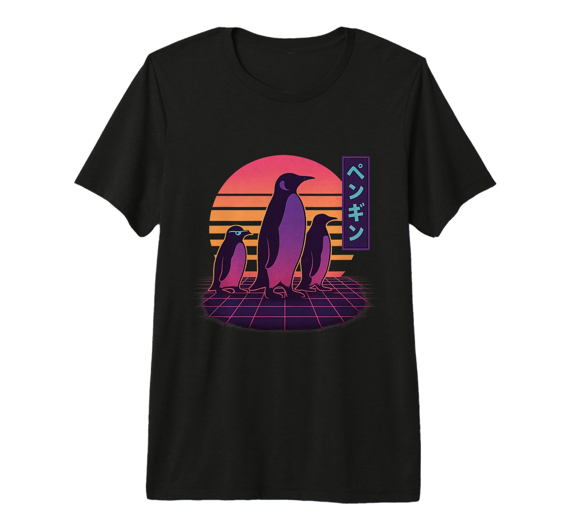 Synthwave Penguin Parade Vaporwave T-Shirt - Trendy Graphic for Adults - T-Shirt, Sweatshirt, Hoodie