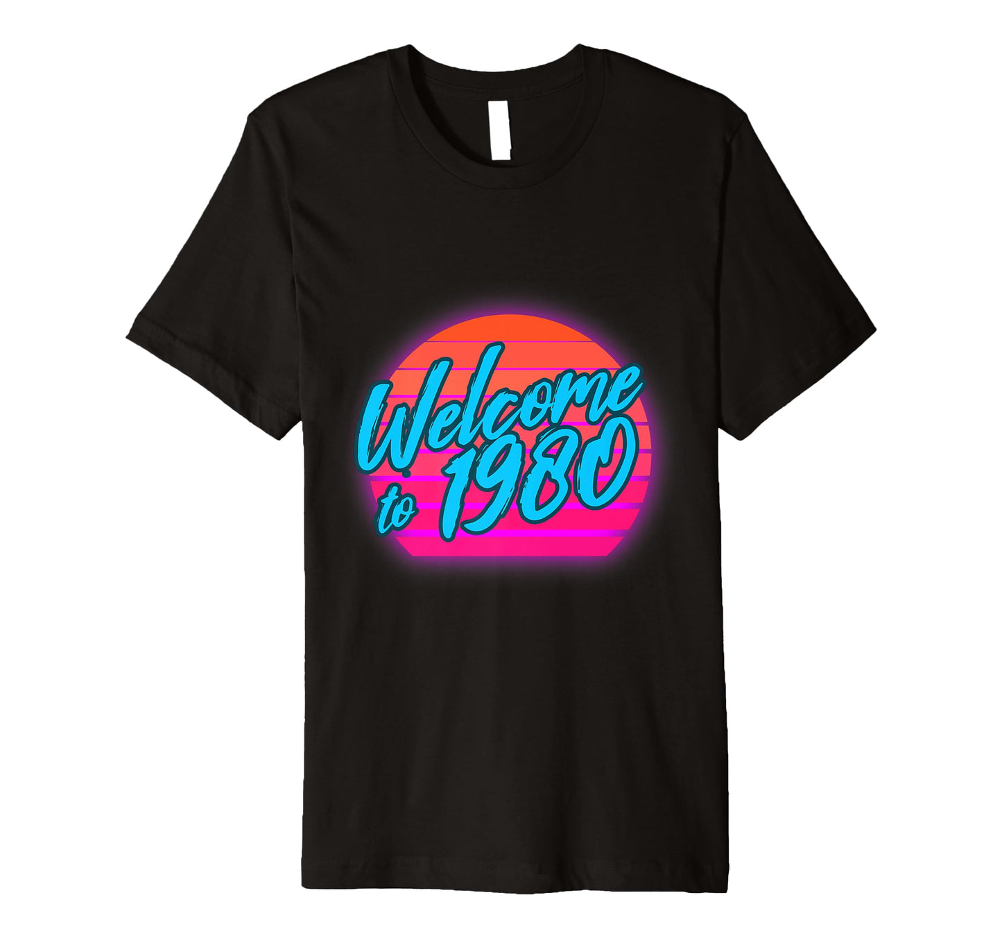 Welcome To 1980 Synthwave Sunset 80S T-Shirt - Minimalist Print Unisex - T-Shirt, Sweatshirt, Hoodie