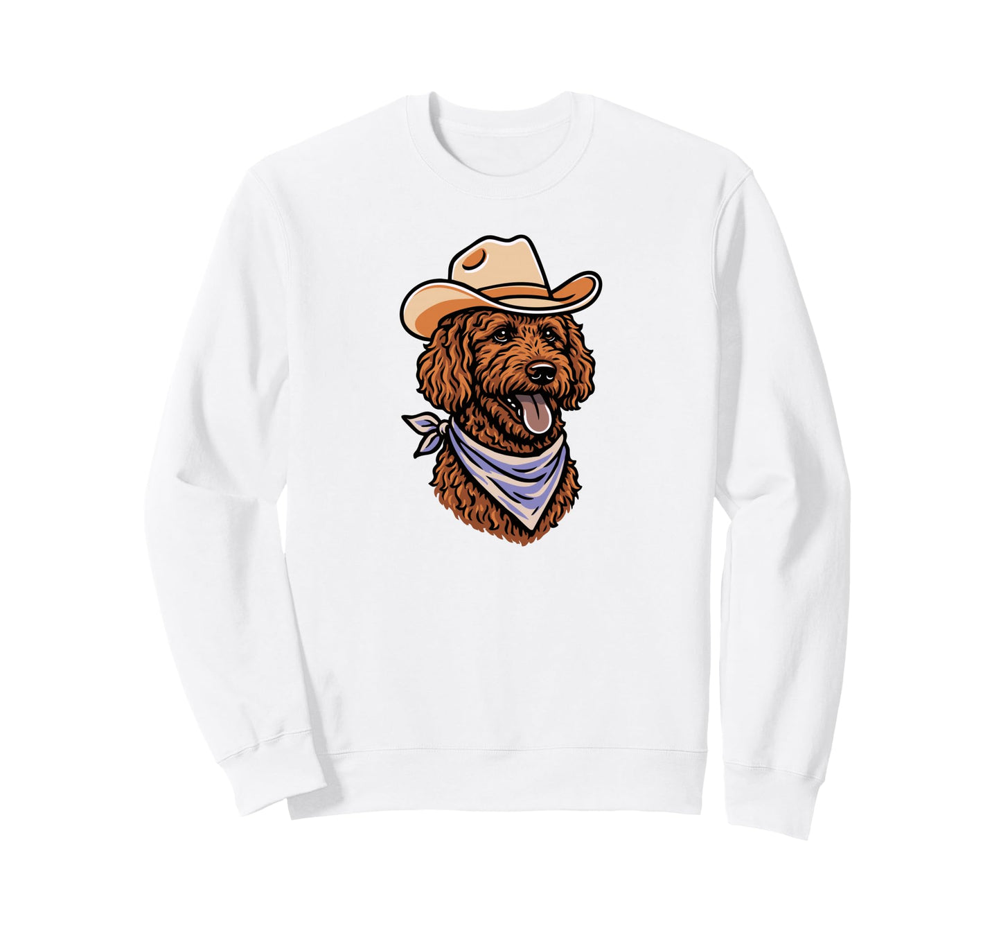 Funny Cowboy Labradoodle Drawing Sweatshirt - Trendy Graphic Unisex - T-Shirt, Sweatshirt, Hoodie