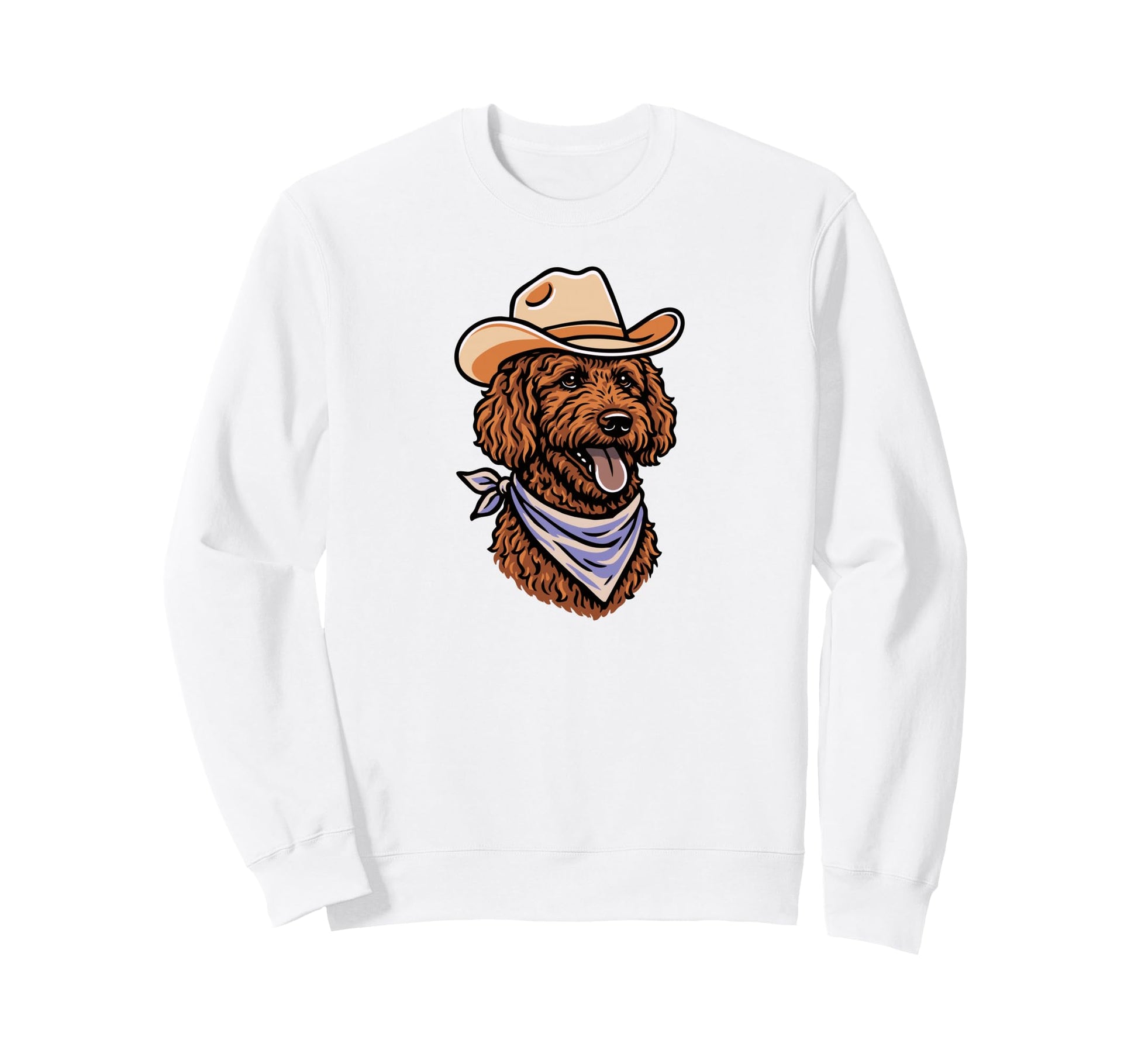 Funny Cowboy Labradoodle Drawing Sweatshirt - Trendy Graphic Unisex - T-Shirt, Sweatshirt, Hoodie