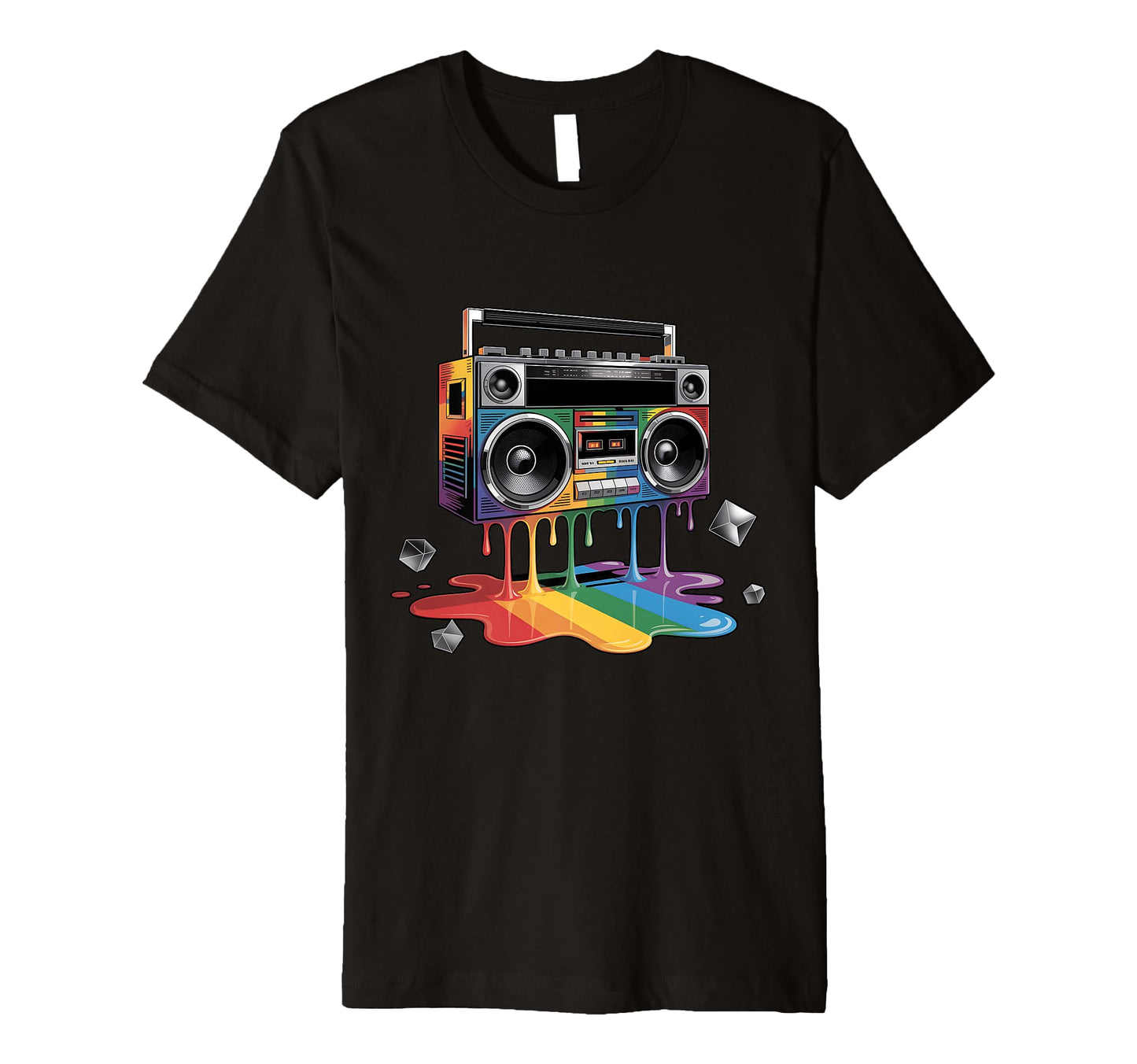 Rainbow Dripping Paint Boombox T-Shirt - Minimalist Print Men Women - T-Shirt, Sweatshirt, Hoodie