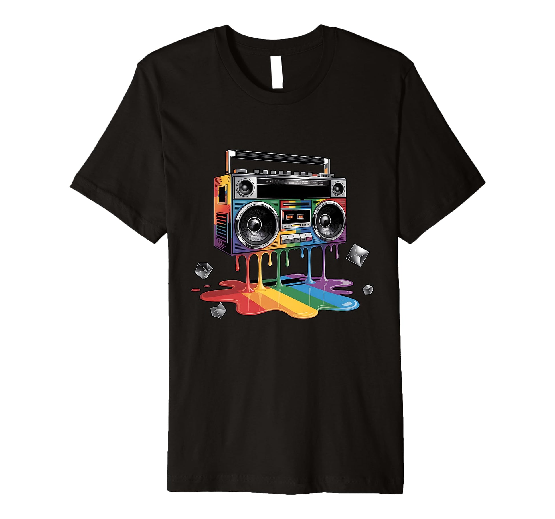 Rainbow Dripping Paint Boombox T-Shirt - Minimalist Print Men Women - T-Shirt, Sweatshirt, Hoodie