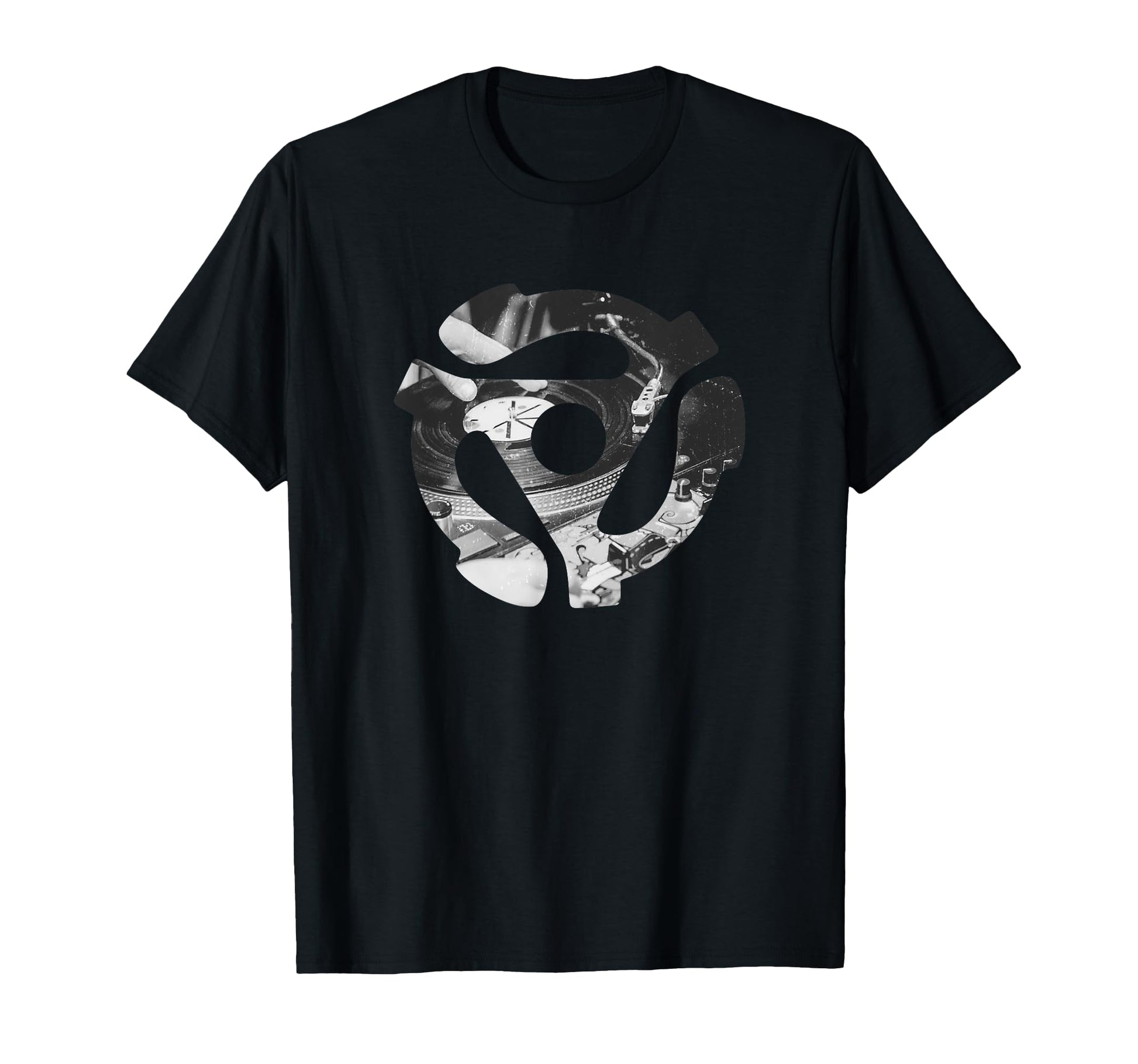45 Rpm Record Adapter Insert Dj T-Shirt - Trendy Graphic for Adults - T-Shirt, Sweatshirt, Hoodie