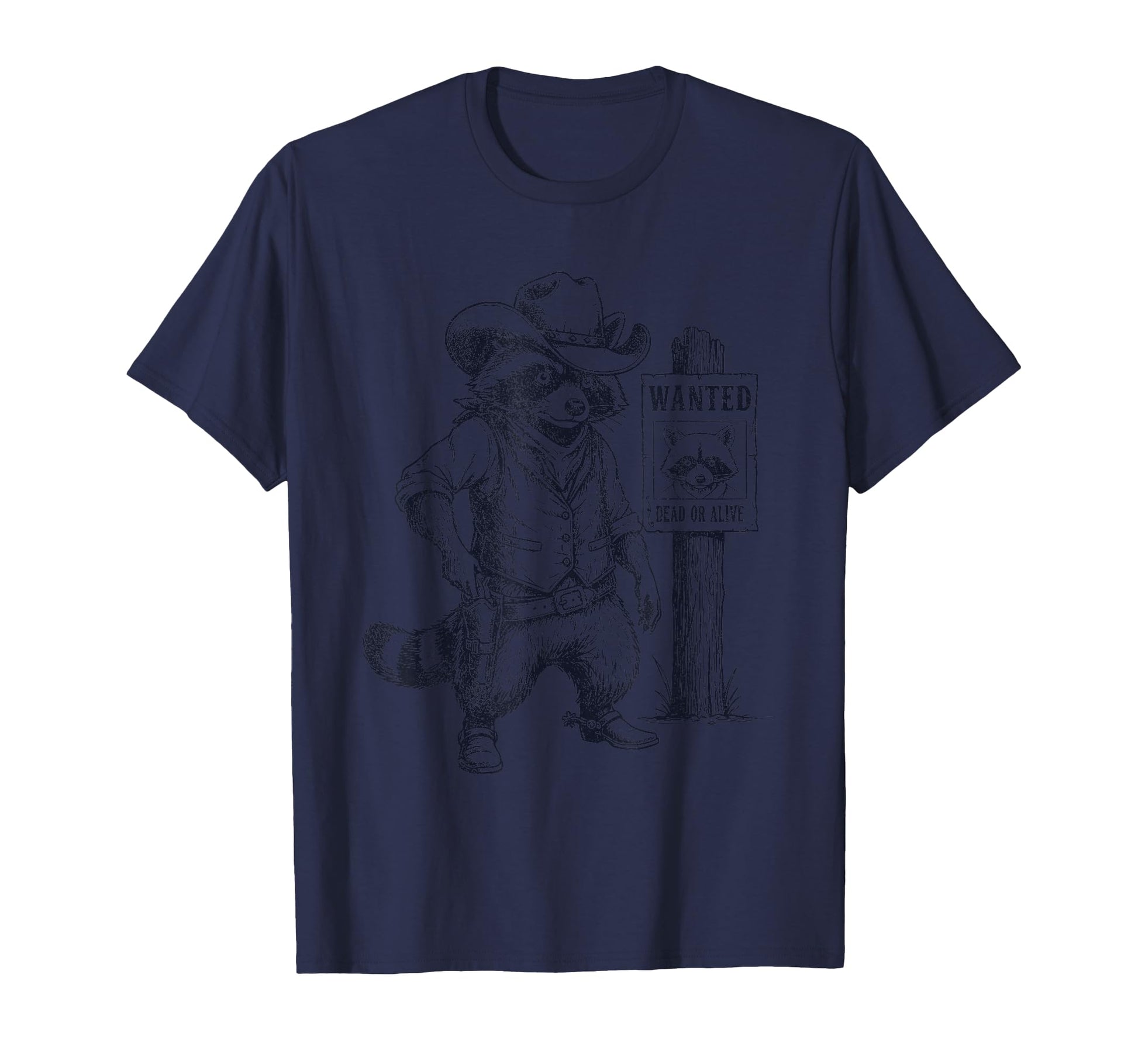 Raccoon Cowboy Western Outlaw T-Shirt - Custom Art Print Men Women - T-Shirt, Sweatshirt, Hoodie
