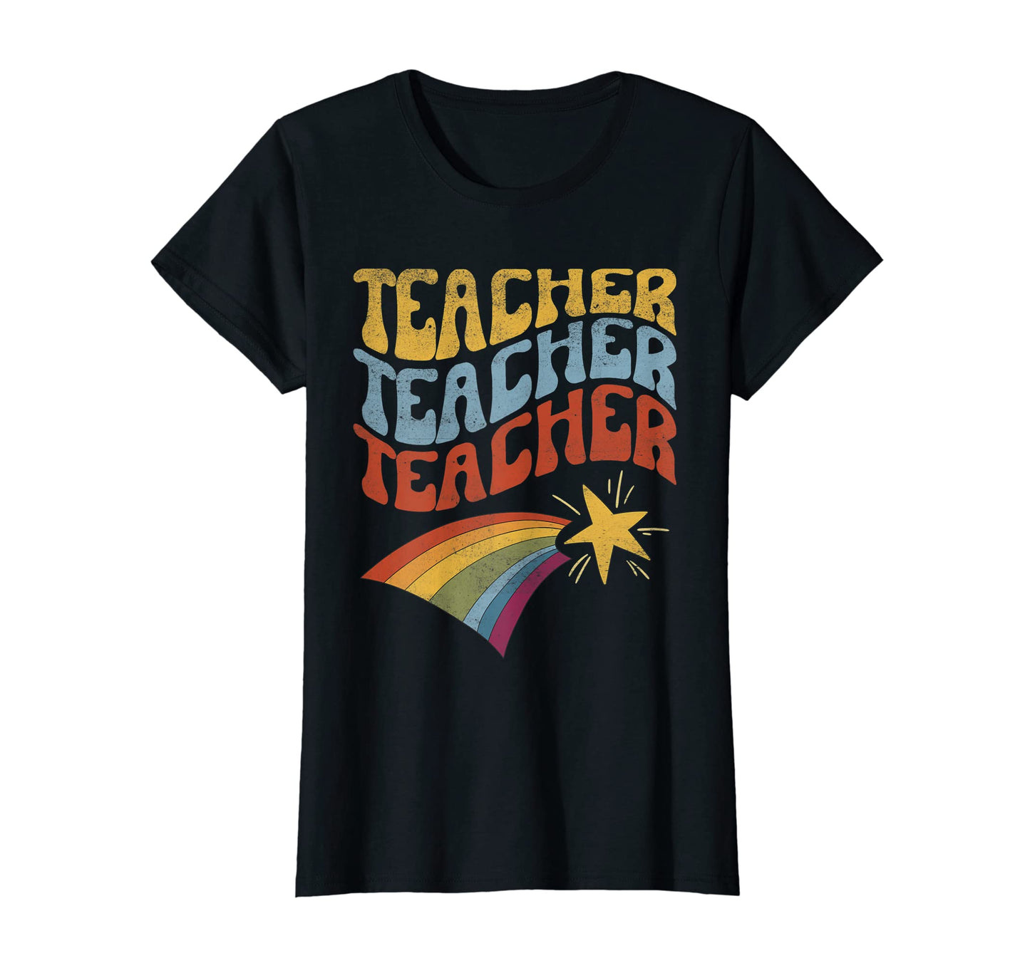 Womens Rainbow Teacher 60S 70S T-Shirt - Fun Novelty Design Unisex - T-Shirt, Sweatshirt, Hoodie
