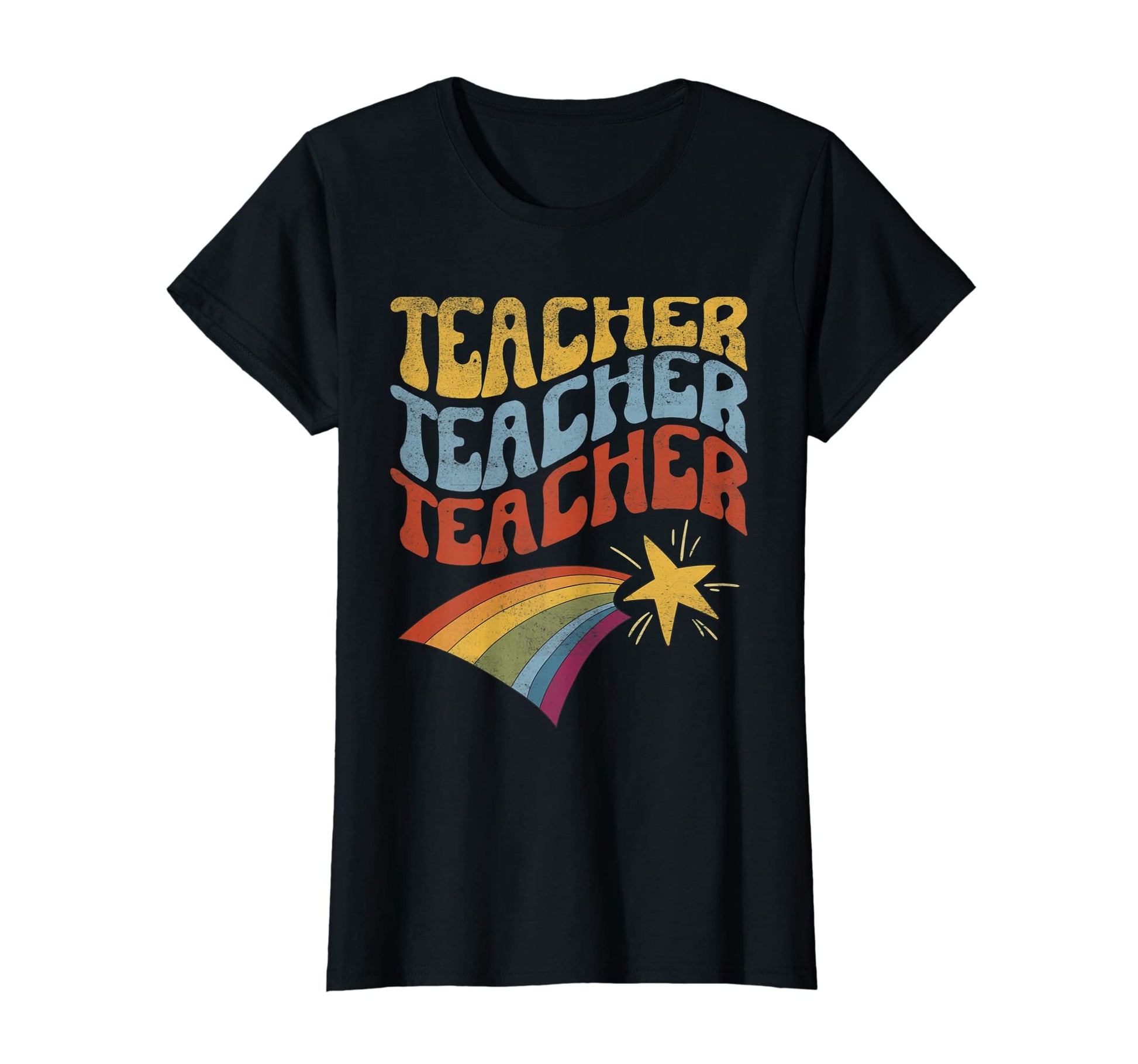 Womens Rainbow Teacher 60S 70S T-Shirt - Fun Novelty Design Unisex - T-Shirt, Sweatshirt, Hoodie