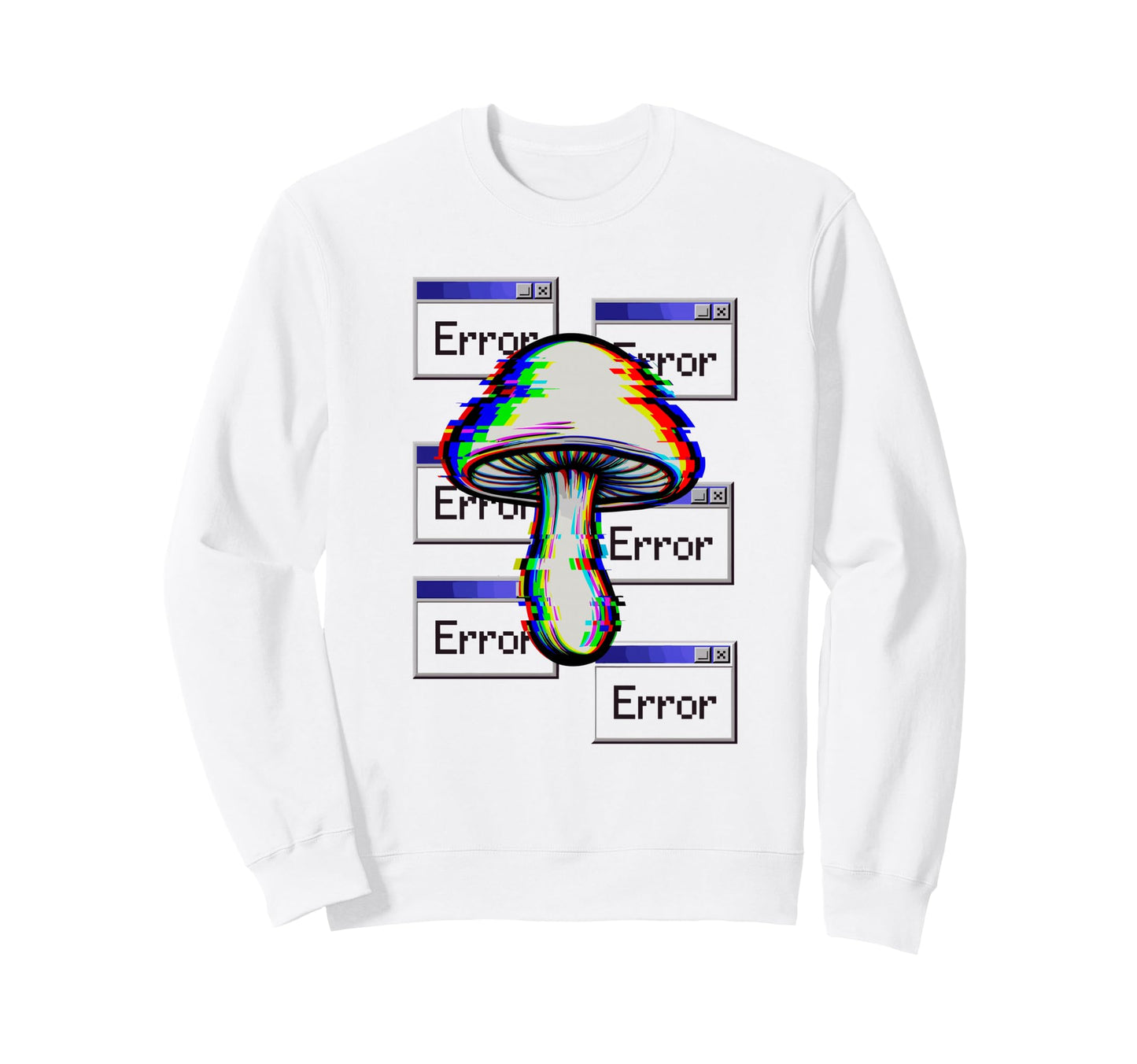 Error Mushroom Glitch Effect Trippy Sweatshirt - Graphic Print for Adults - T-Shirt, Sweatshirt, Hoodie