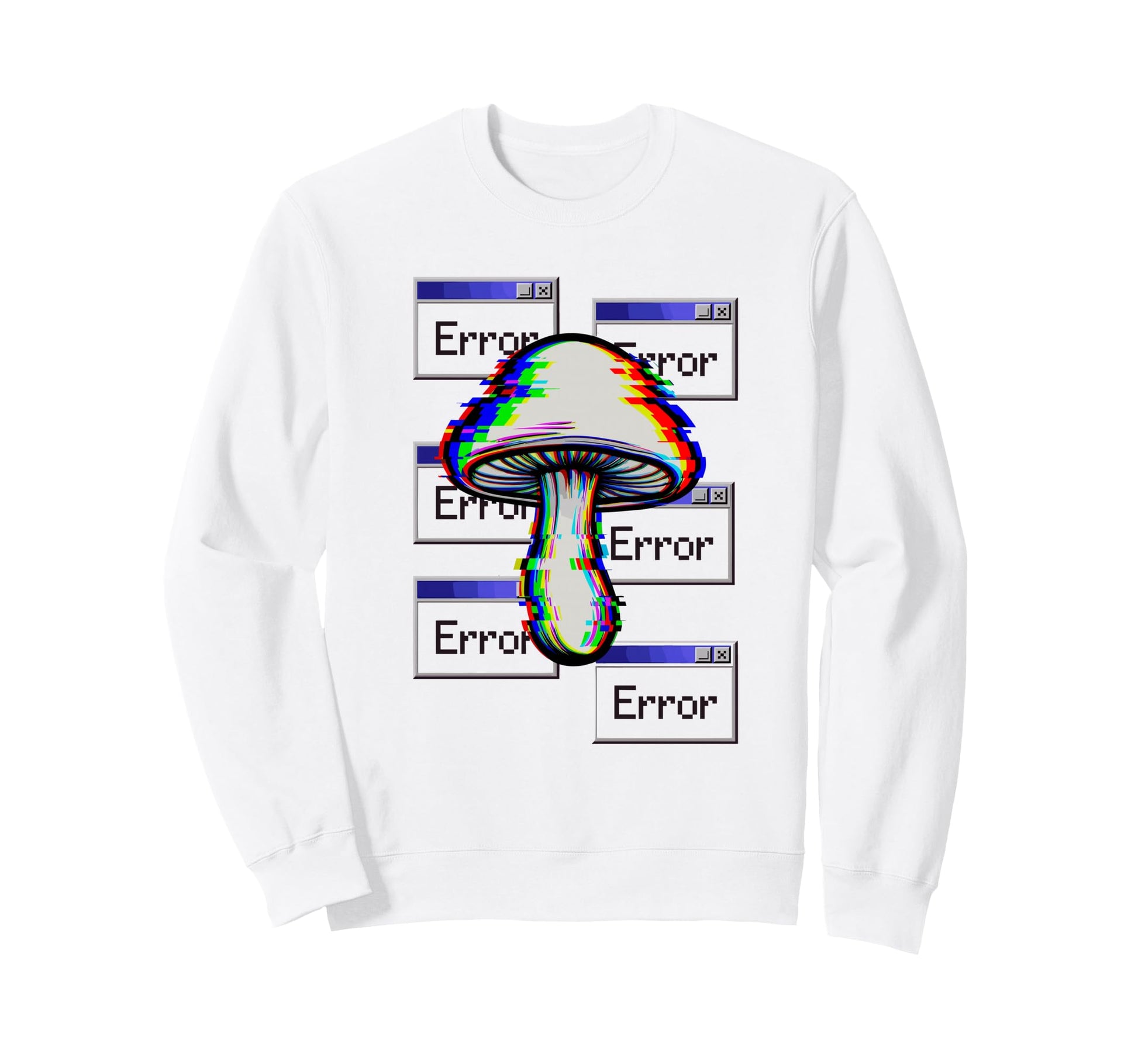 Error Mushroom Glitch Effect Trippy Sweatshirt - Graphic Print for Adults - T-Shirt, Sweatshirt, Hoodie