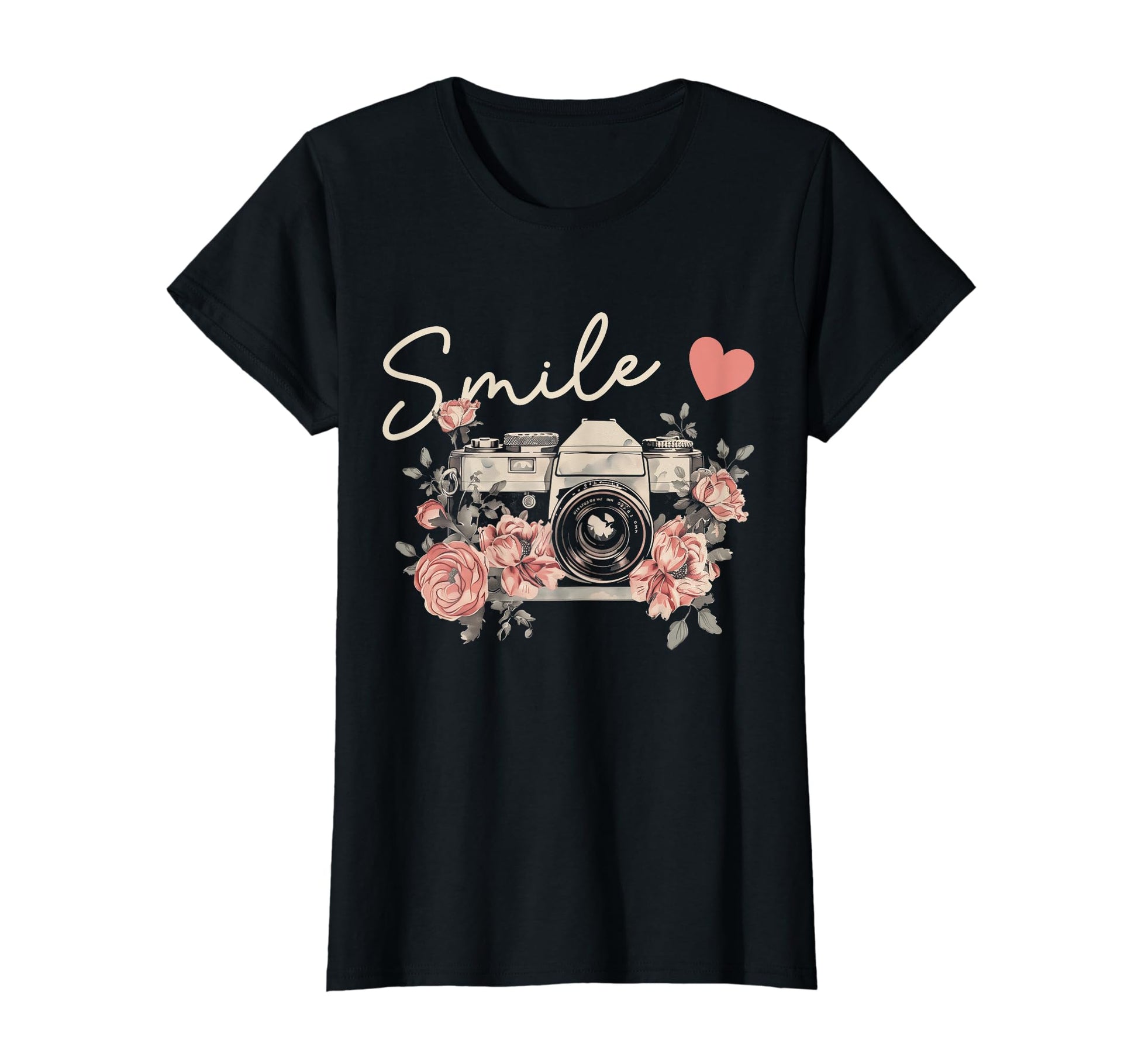 Photographer Smile Camera Flowers T-Shirt - Casual Everyday Wear Unisex - T-Shirt, Sweatshirt, Hoodie
