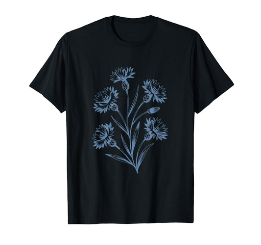 Blue Cornflower Floral Bakeware T-Shirt - Fun Novelty Design Men Women - T-Shirt, Sweatshirt, Hoodie