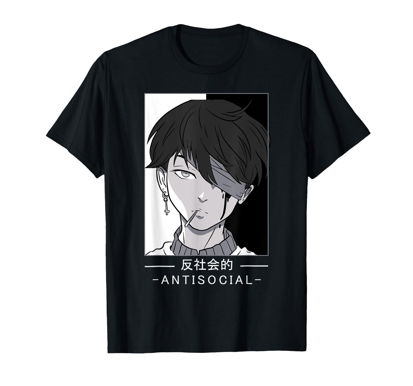 Anti Social Text Vaporwave Anime T-Shirt - Casual Everyday Wear for Adults - T-Shirt, Sweatshirt, Hoodie
