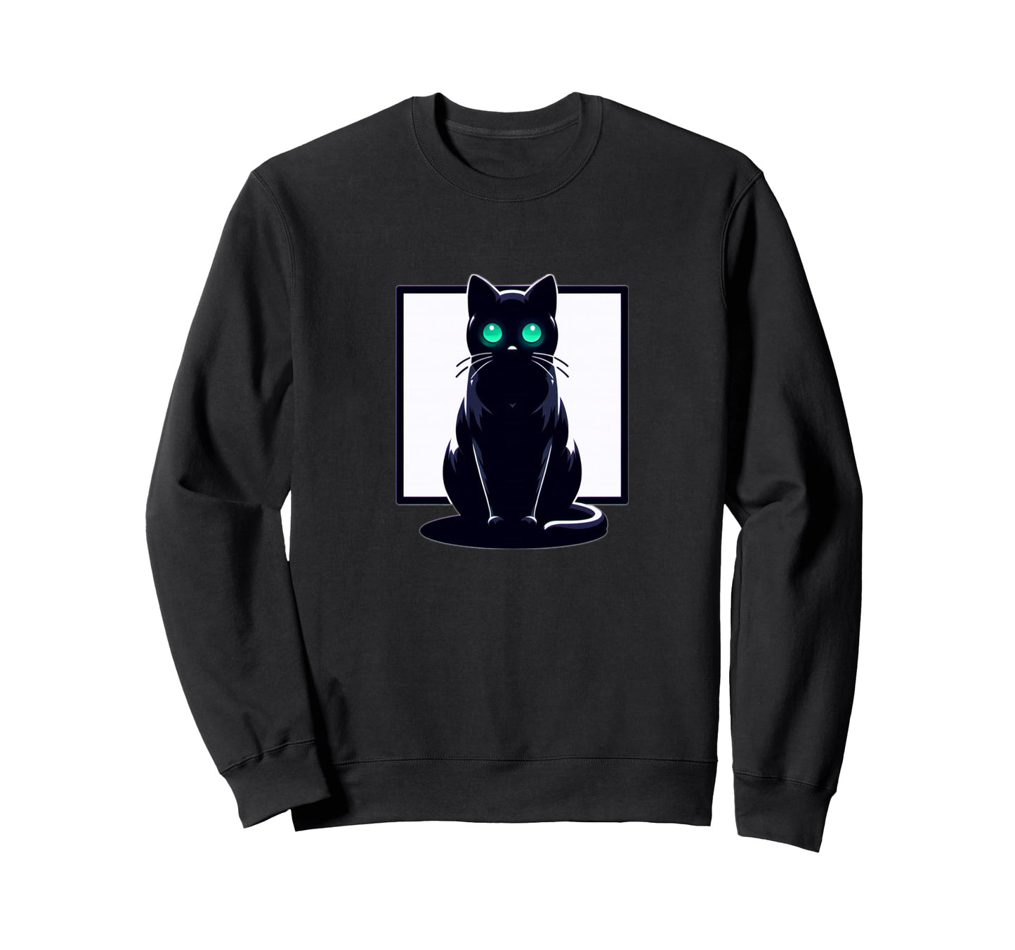 Emerald Gaze Black Cat Lofi Sweatshirt - Custom Art Print Men Women - T-Shirt, Sweatshirt, Hoodie