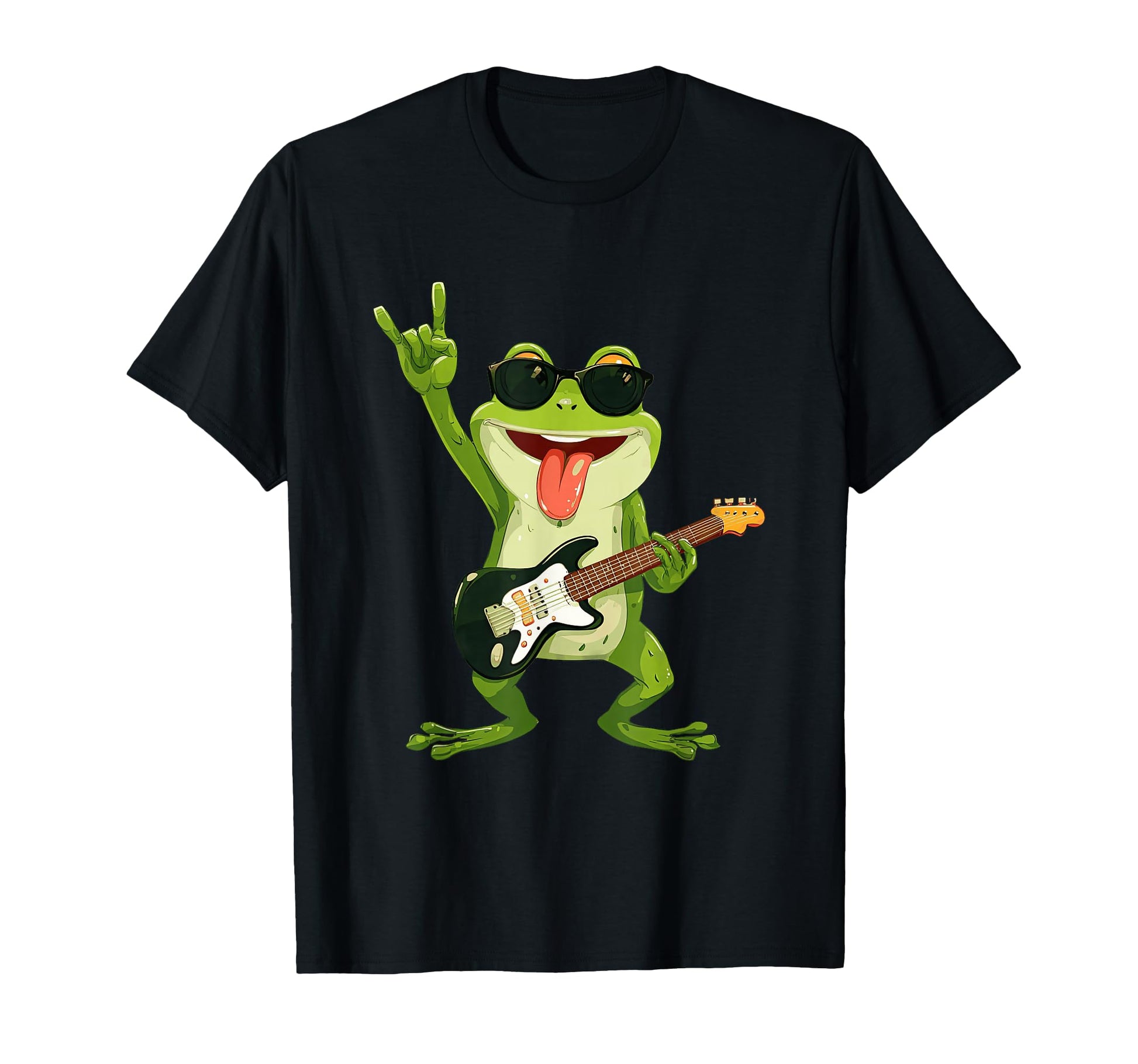 Rock Frog Guitar Player Cartoon Funny T-Shirt - Minimalist Print Men Women - T-Shirt, Sweatshirt, Hoodie