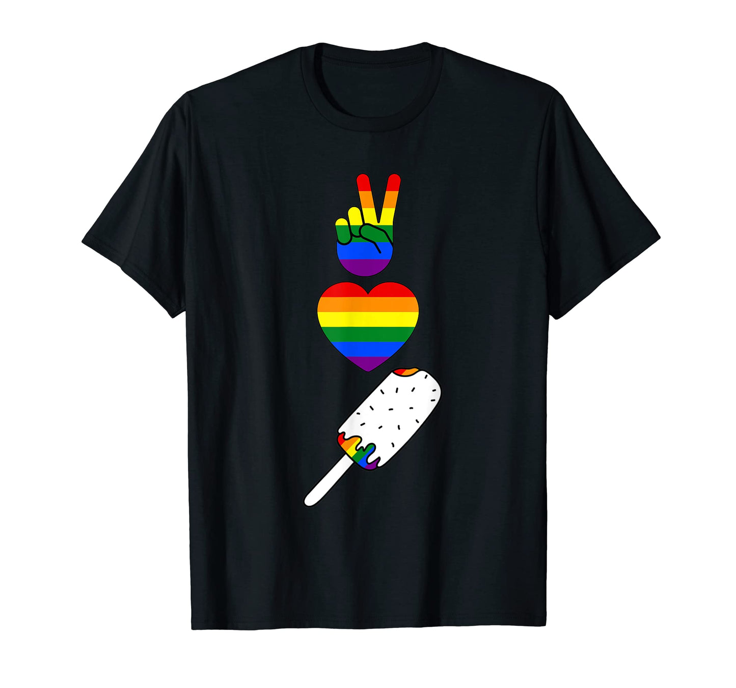 Lgbtq Peace Love Ice Cream Funny Lgbt T-Shirt - Trendy Graphic Unisex - T-Shirt, Sweatshirt, Hoodie