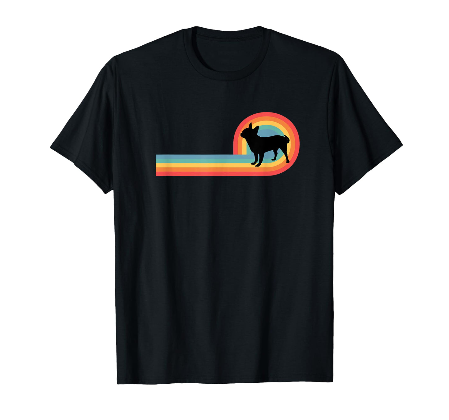 Short Haired Chihuahua 70S Rainbow Dog T-Shirt - Trendy Graphic for Adults - T-Shirt, Sweatshirt, Hoodie