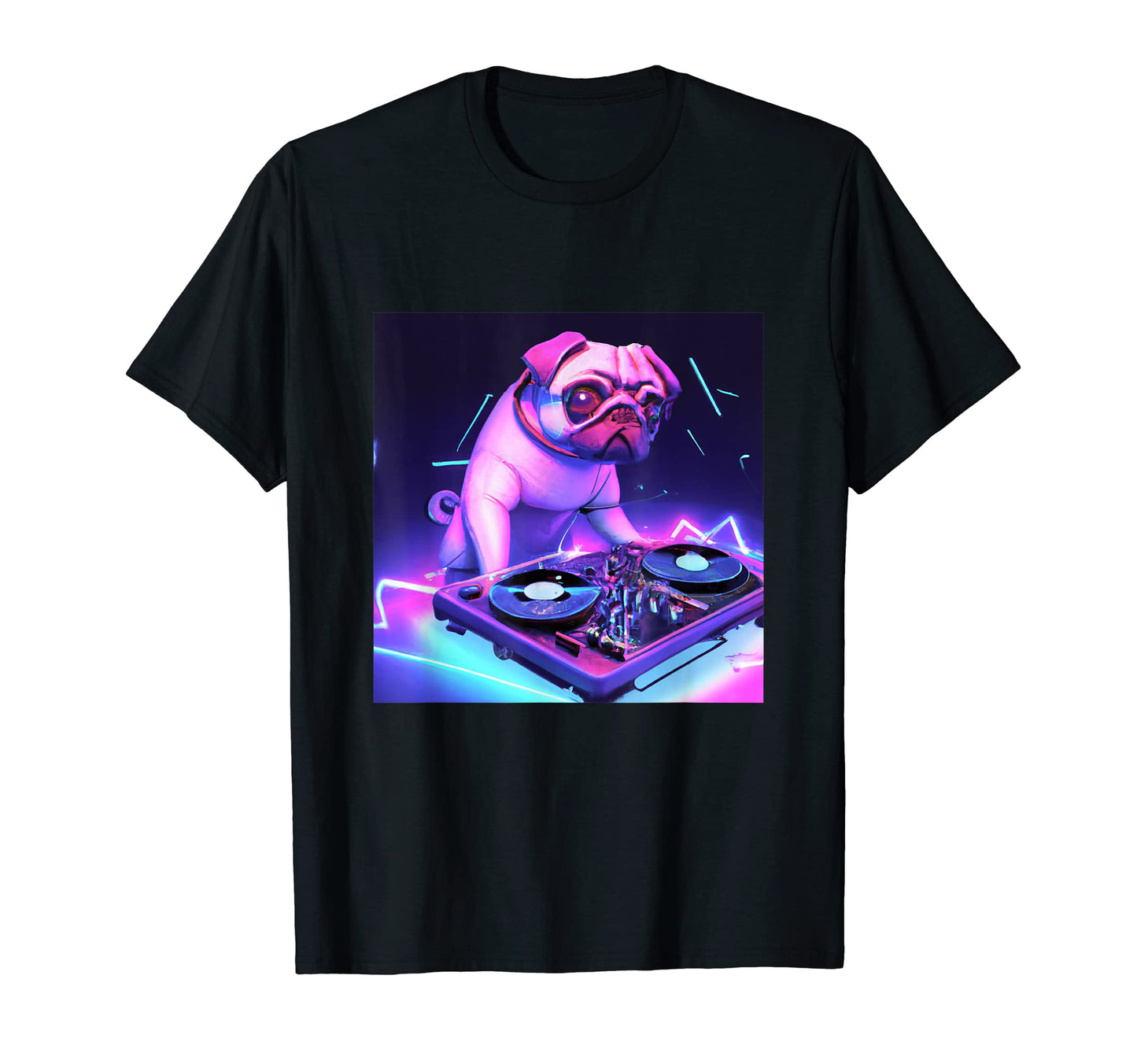 Pug Dj Vaporwave Aesthetic Dog T-Shirt - Novelty Apparel for Adults - T-Shirt, Sweatshirt, Hoodie