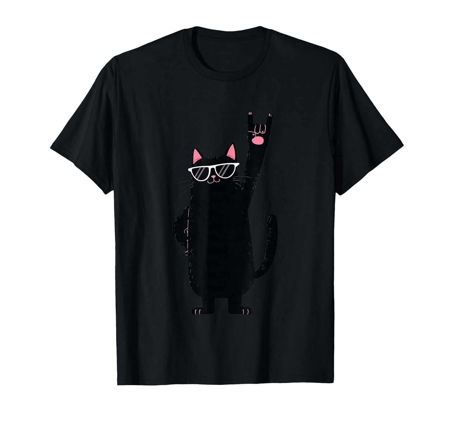Cat Black Cat Rock Sunglasses T-Shirt - Minimalist Print Men Women - T-Shirt, Sweatshirt, Hoodie